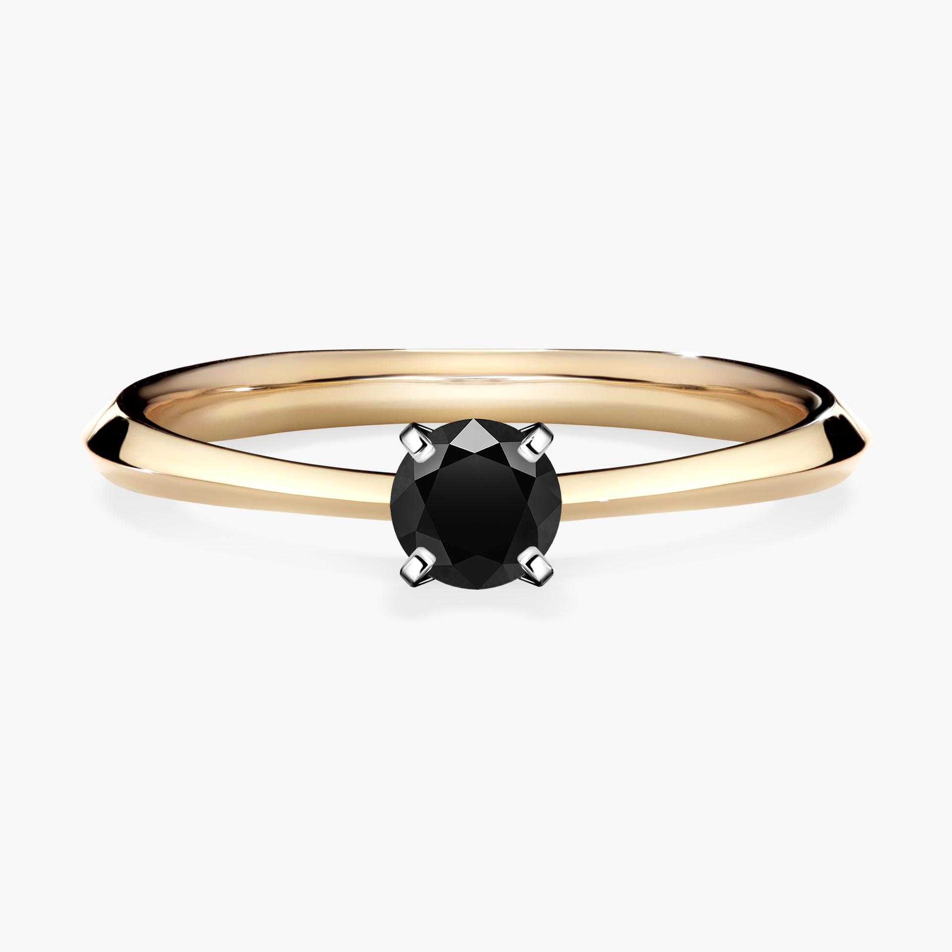 Pierscionek zareczynowy z czarnym diamentem 025 CT z zoltego zlota my angel 01