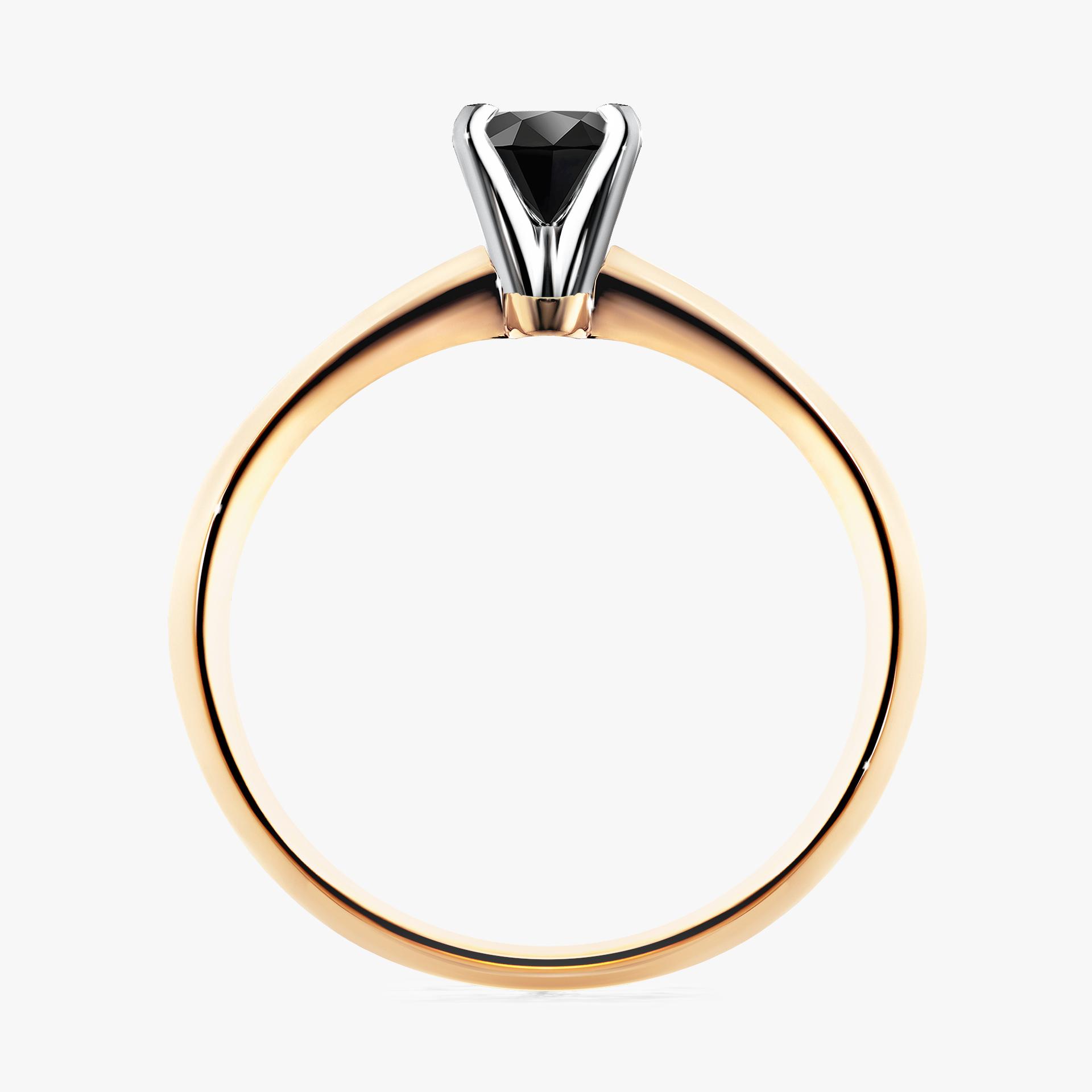 Pierscionek zareczynowy z czarnym diamentem 025 CT z zoltego zlota my angel 02