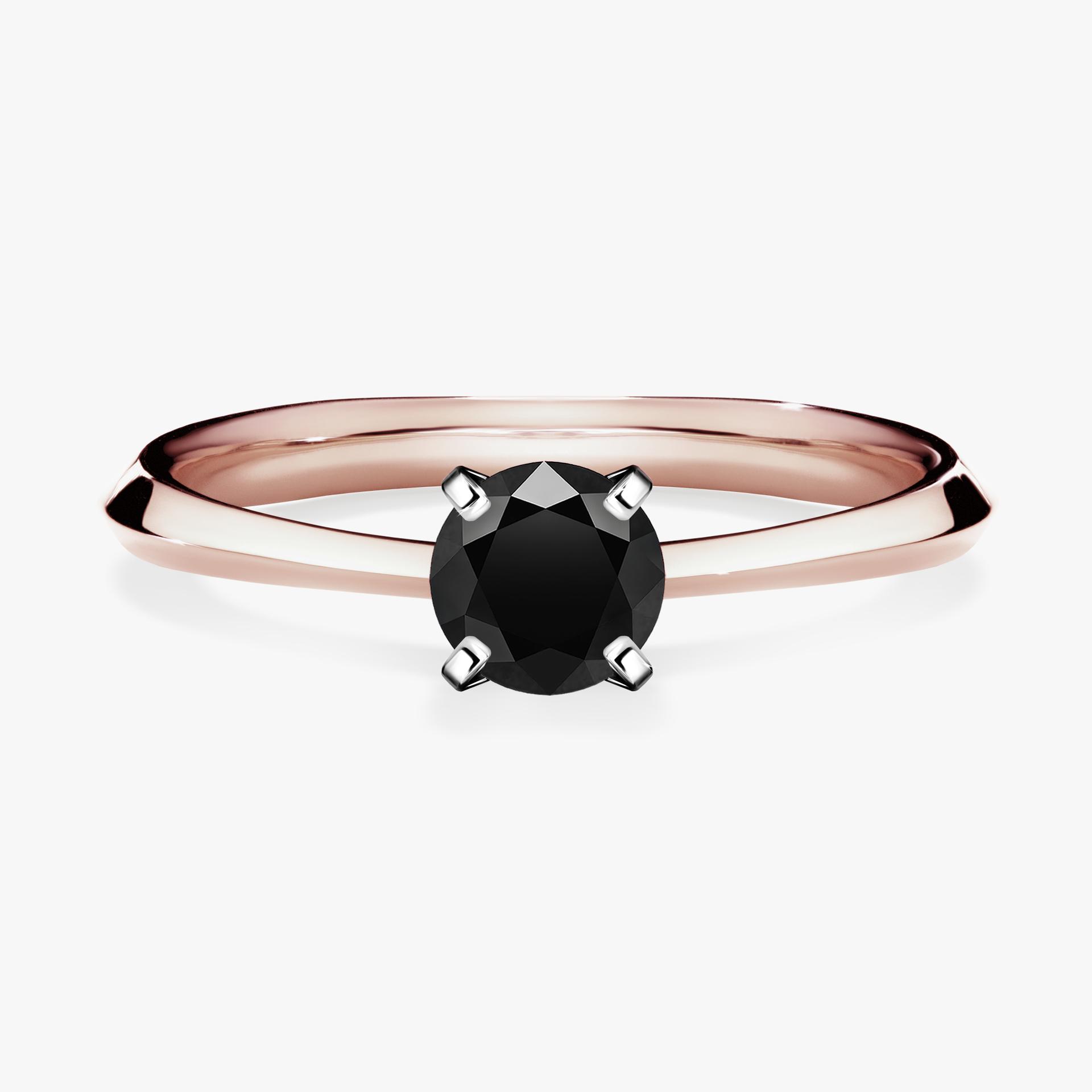 Pierscionek zareczynowy z czarnym diamentem 030 CT z rozowego zlota my angel 01