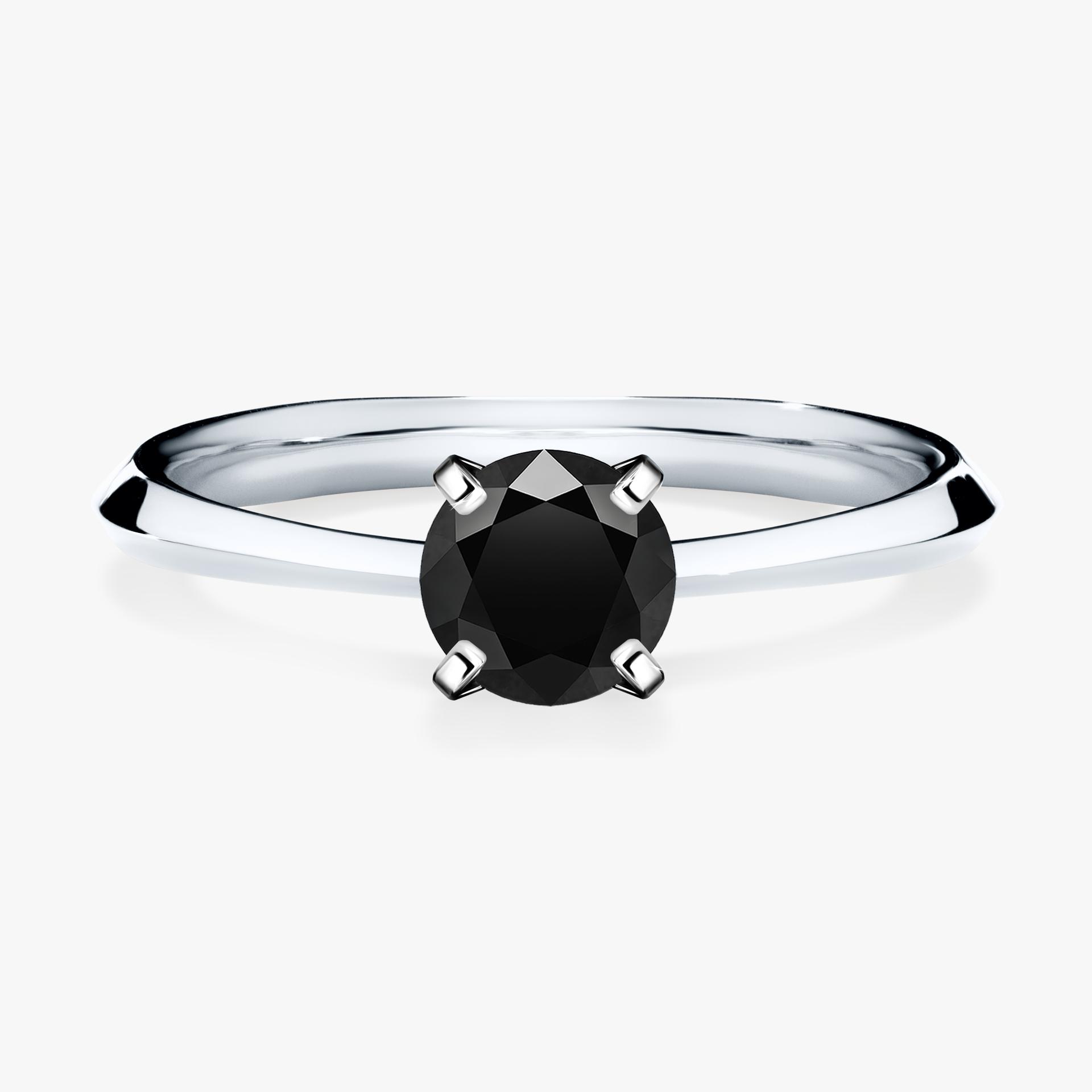 Pierscionek zareczynowy z czarnym diamentem 050 CT z bialego zlota my angel 01