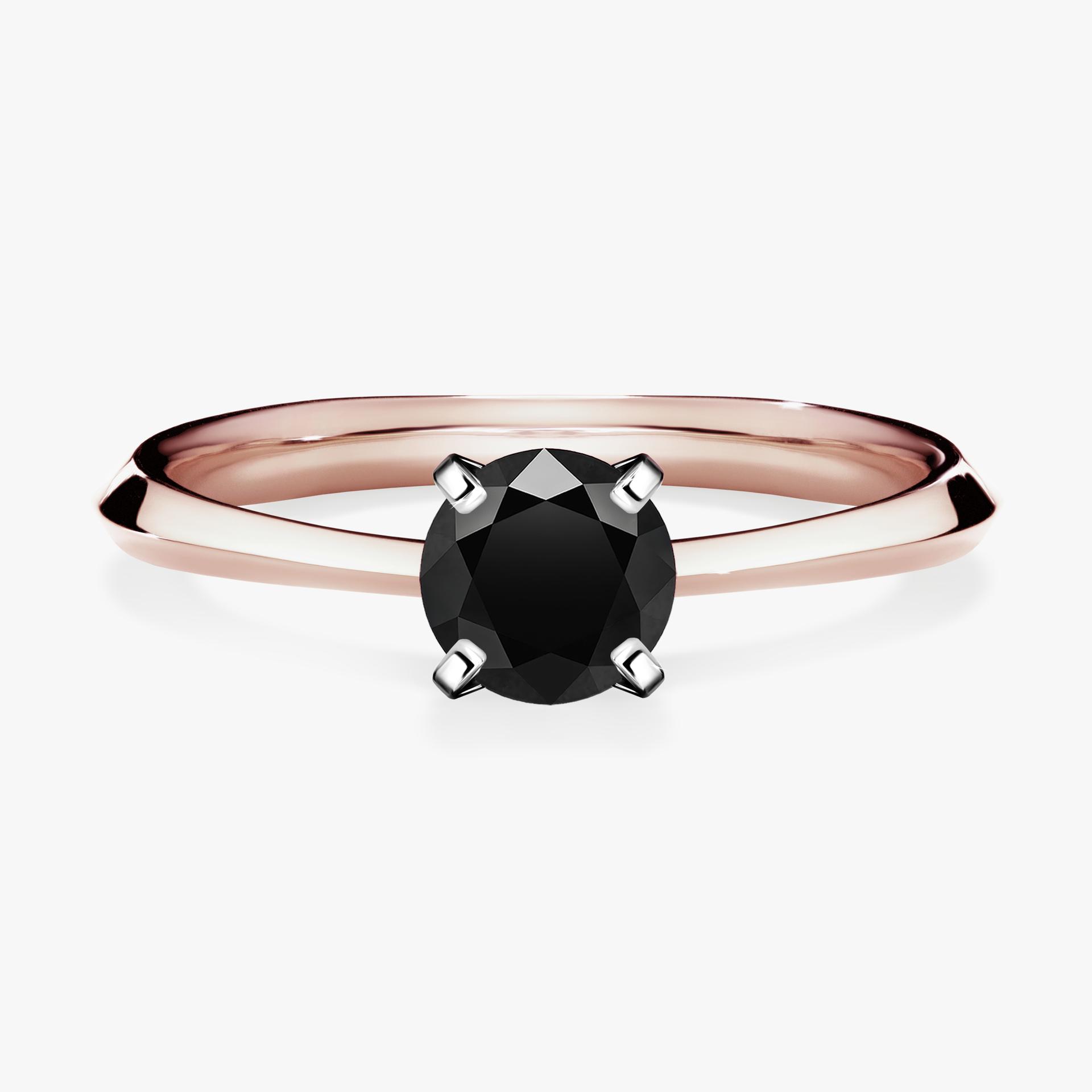 Pierscionek zareczynowy z czarnym diamentem 050 CT z rozowego zlota my angel 01