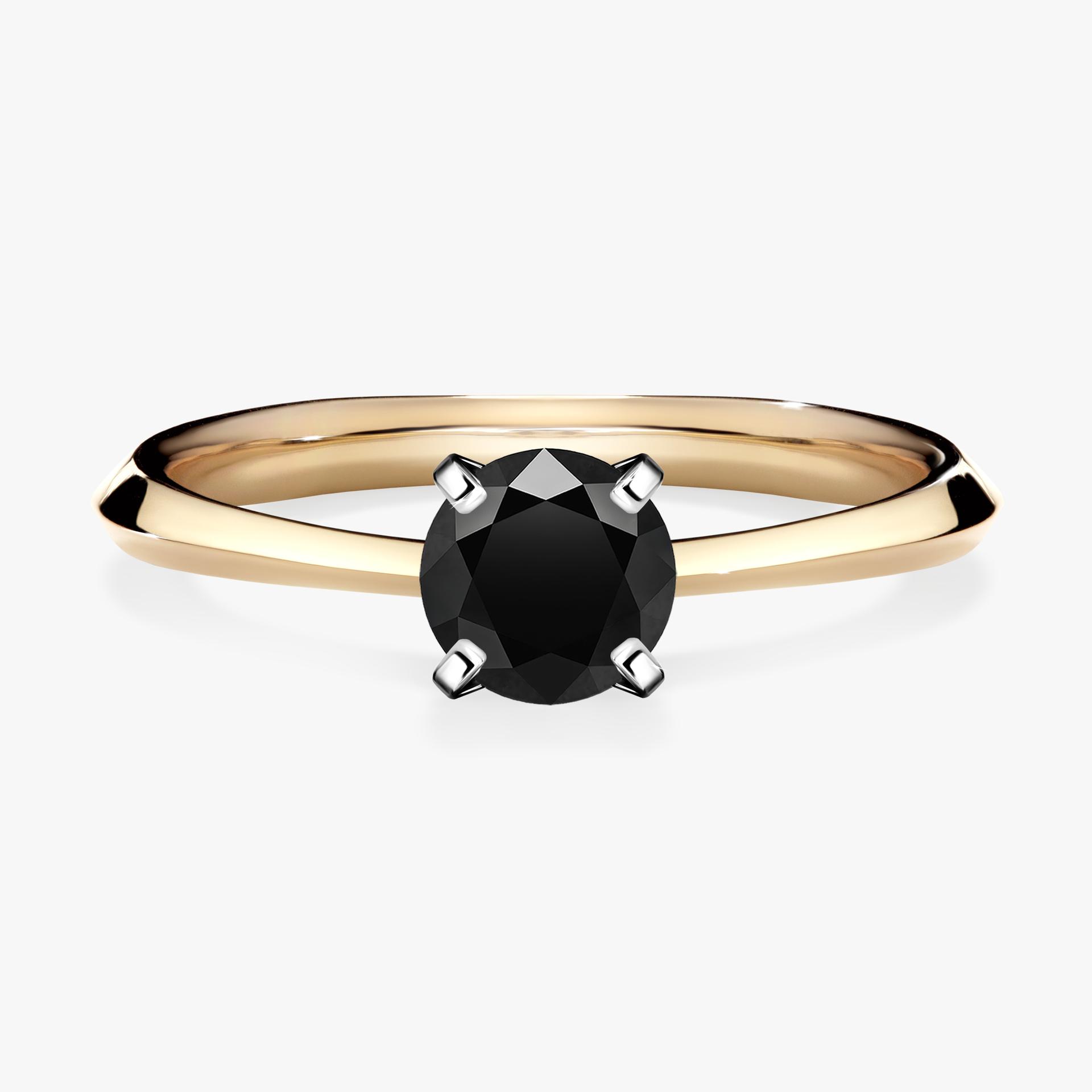 Pierscionek zareczynowy z czarnym diamentem 050 CT z zoltego zlota my angel 01