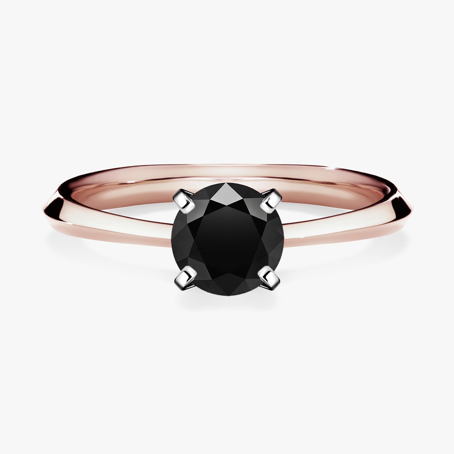 Pierscionek zareczynowy z czarnym diamentem 080 CT z rozowego zlota my angel 01