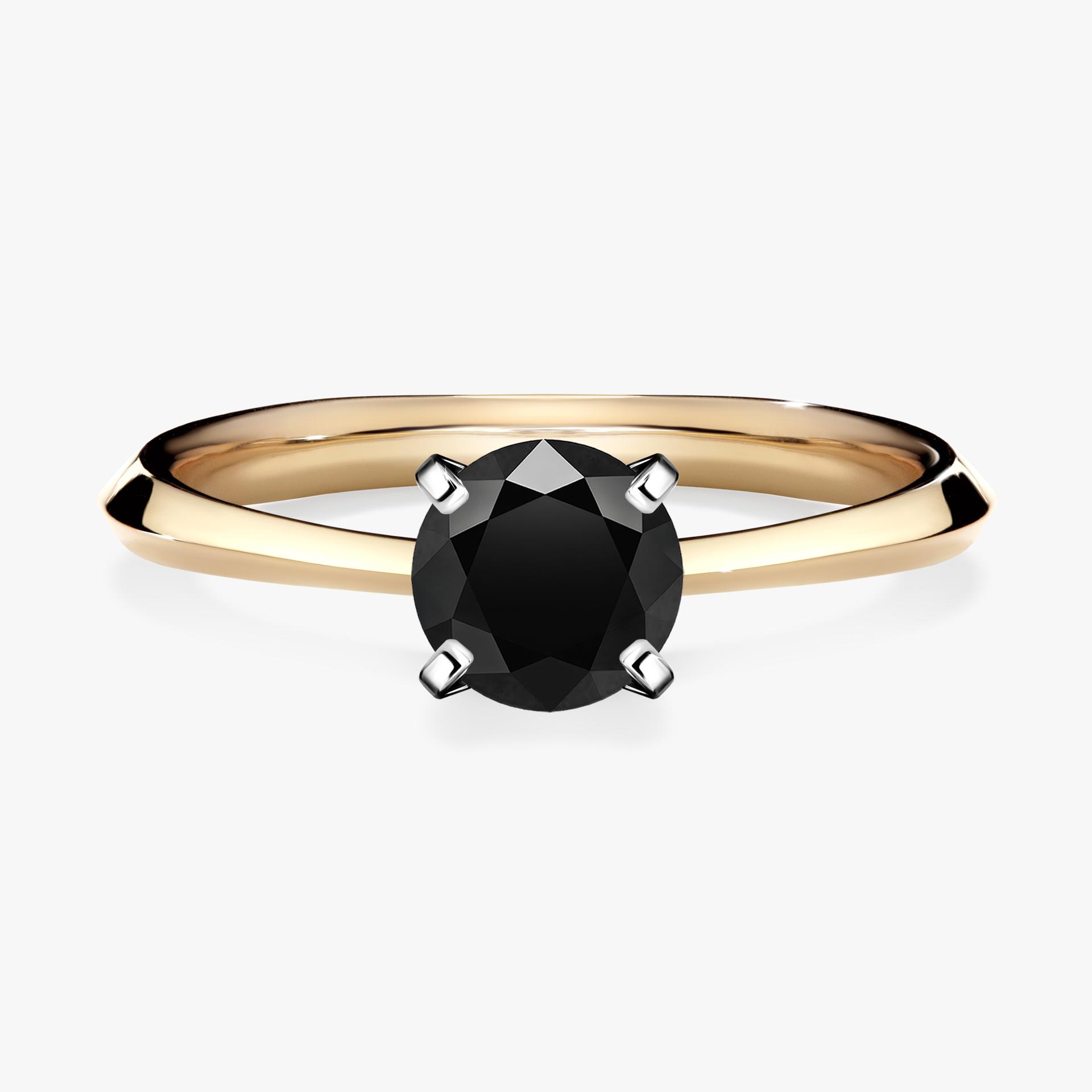 Pierscionek zareczynowy z czarnym diamentem 080 CT z zoltego zlota my angel 01