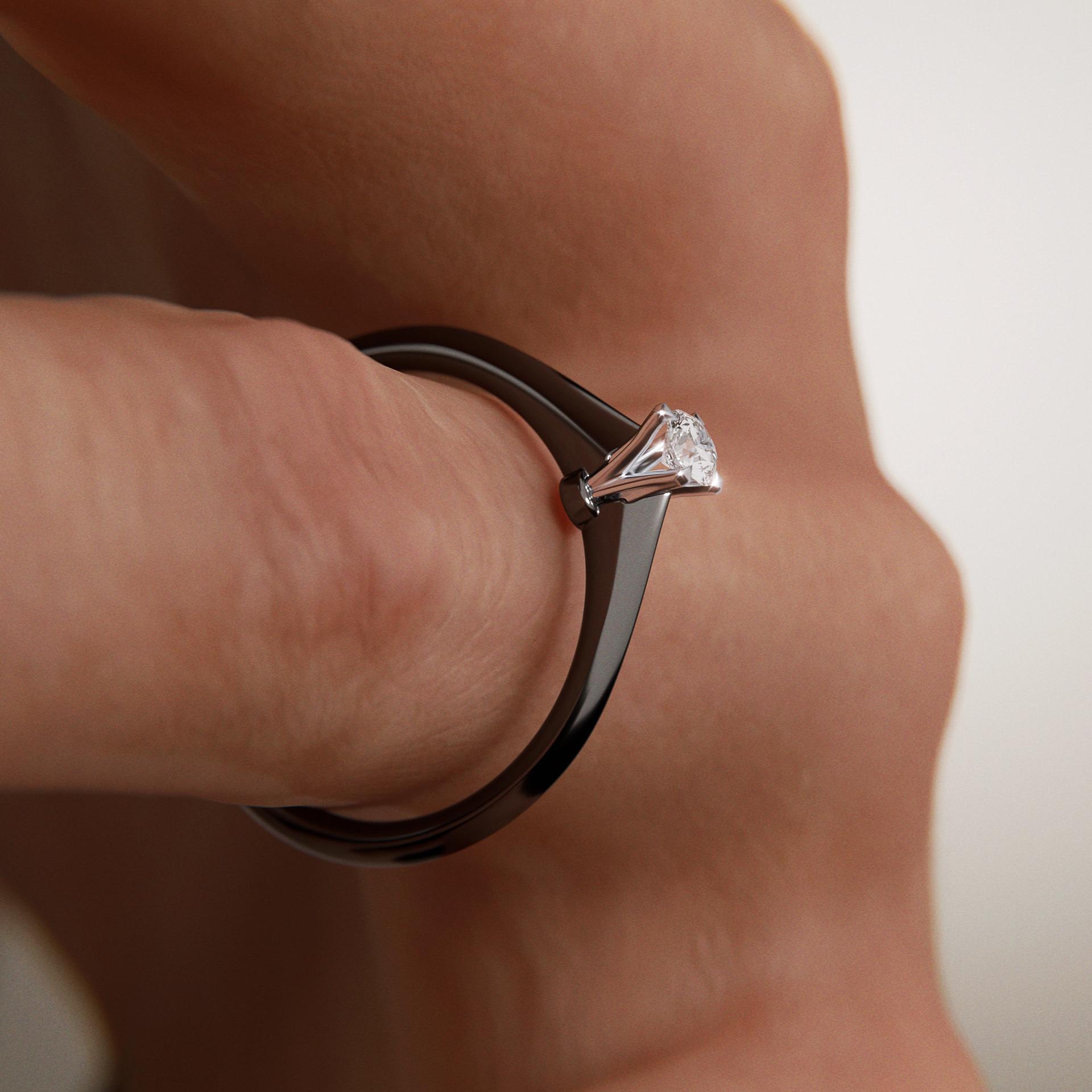 Pierścionek zaręczynowy My Angel z czarnego złota z diamentem naturalnym 0,10ct