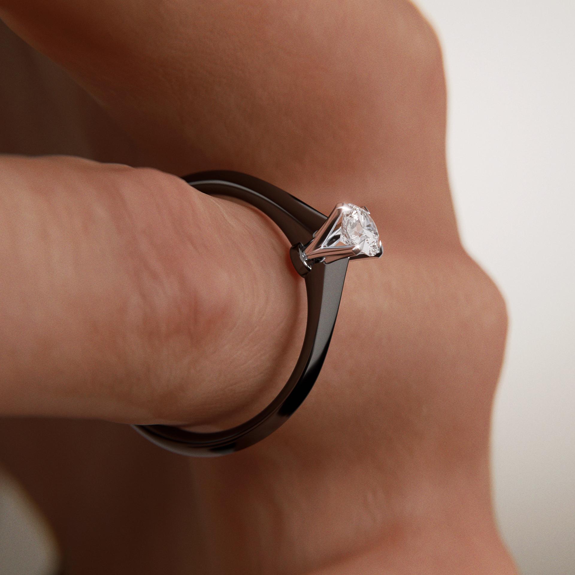 Pierścionek zaręczynowy My Angel z czarnego złota z diamentem naturalnym 0,25ct