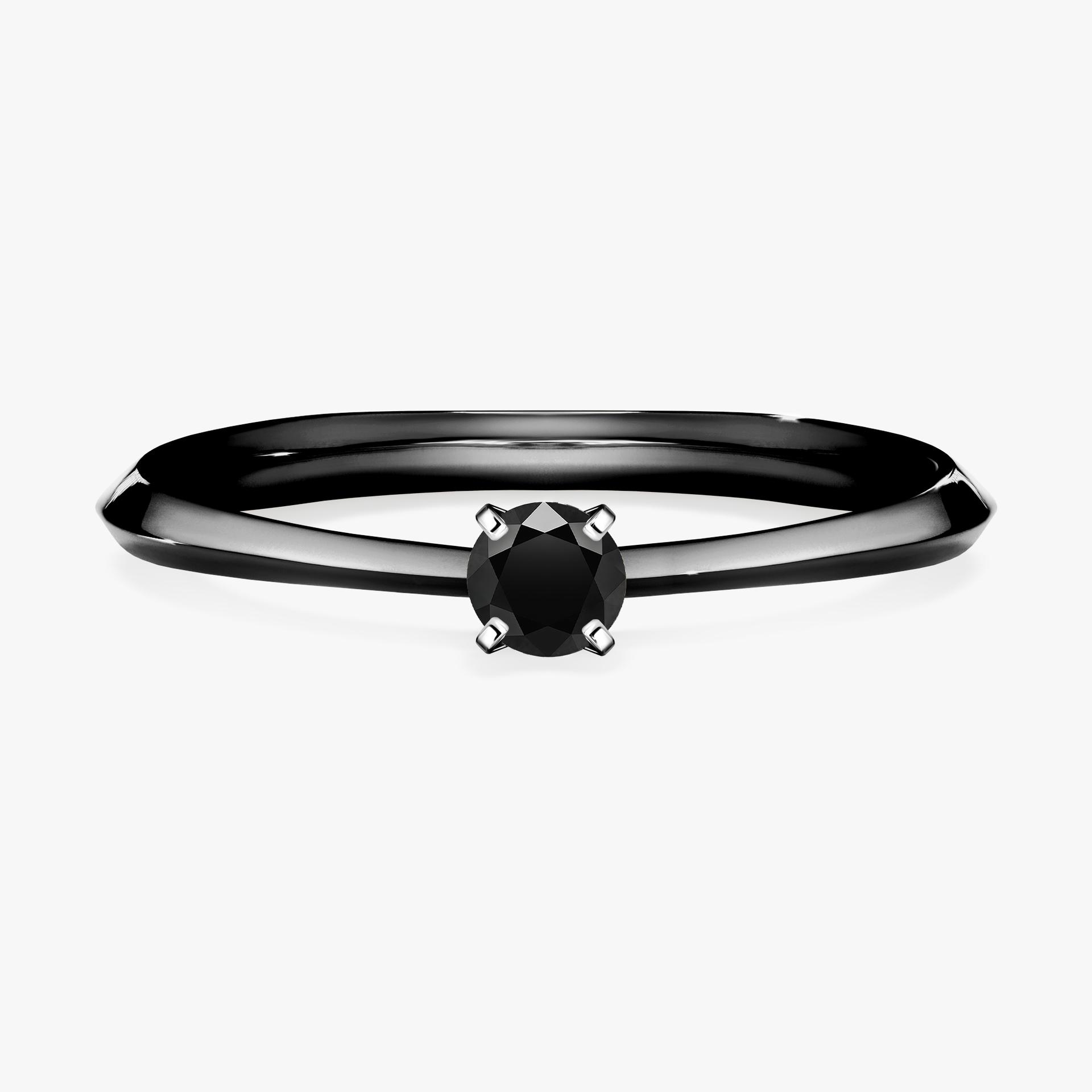 Pierscionek zareczynowy z diamentem czarny 010 CT z czarnego zlota my angel 01