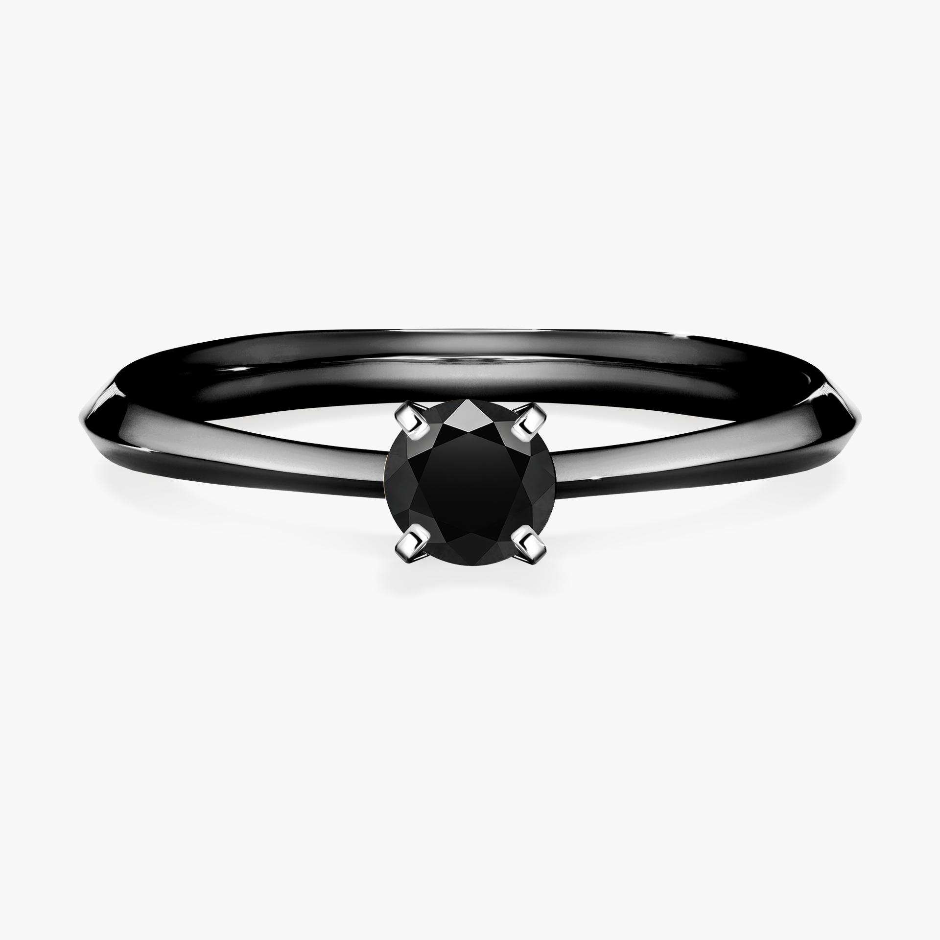 Pierscionek zareczynowy z diamentem czarny 025 CT z czarnego zlota my angel 01