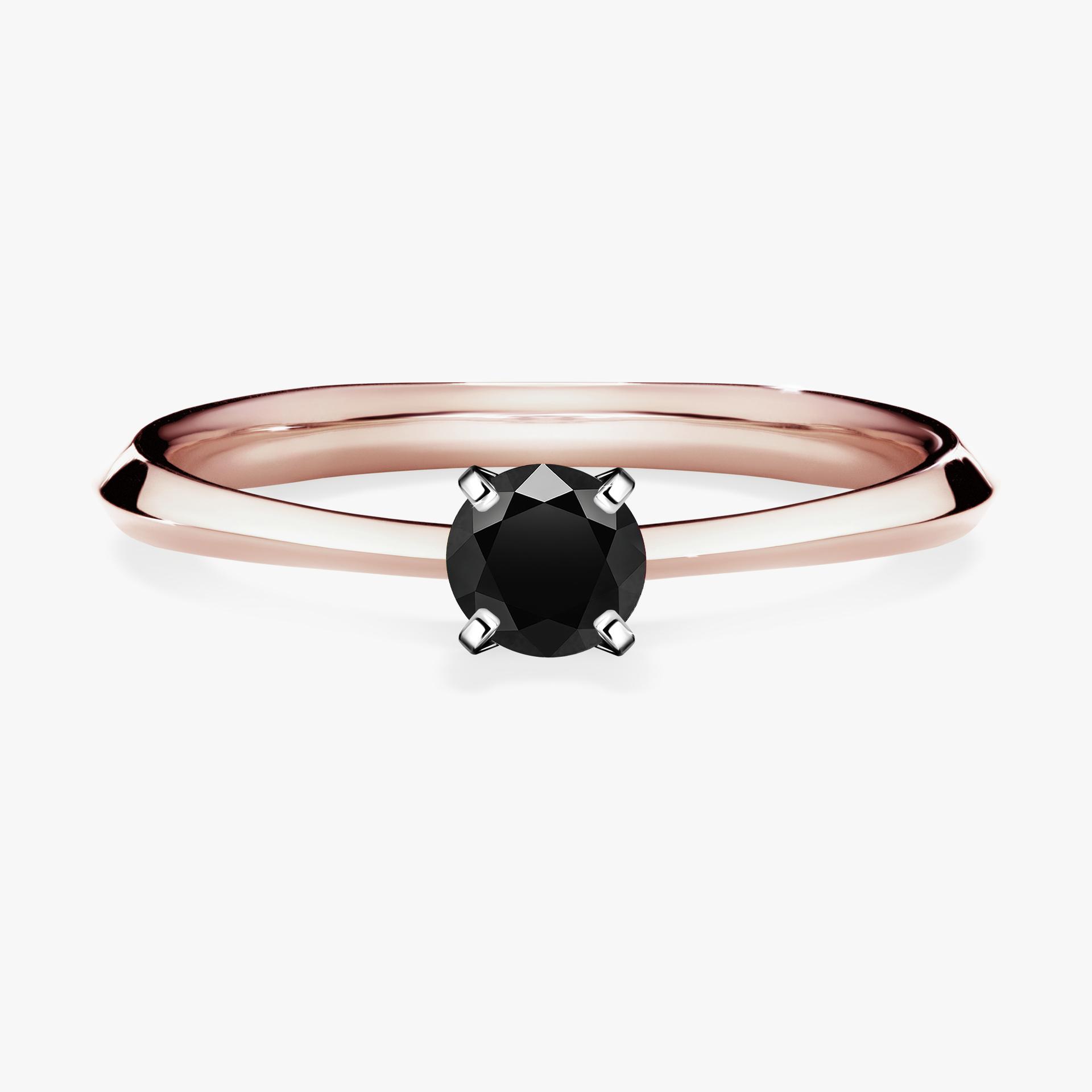 Pierscionek zareczynowy z diamentem czarny 025 CT z rozowego zlota my angel 01