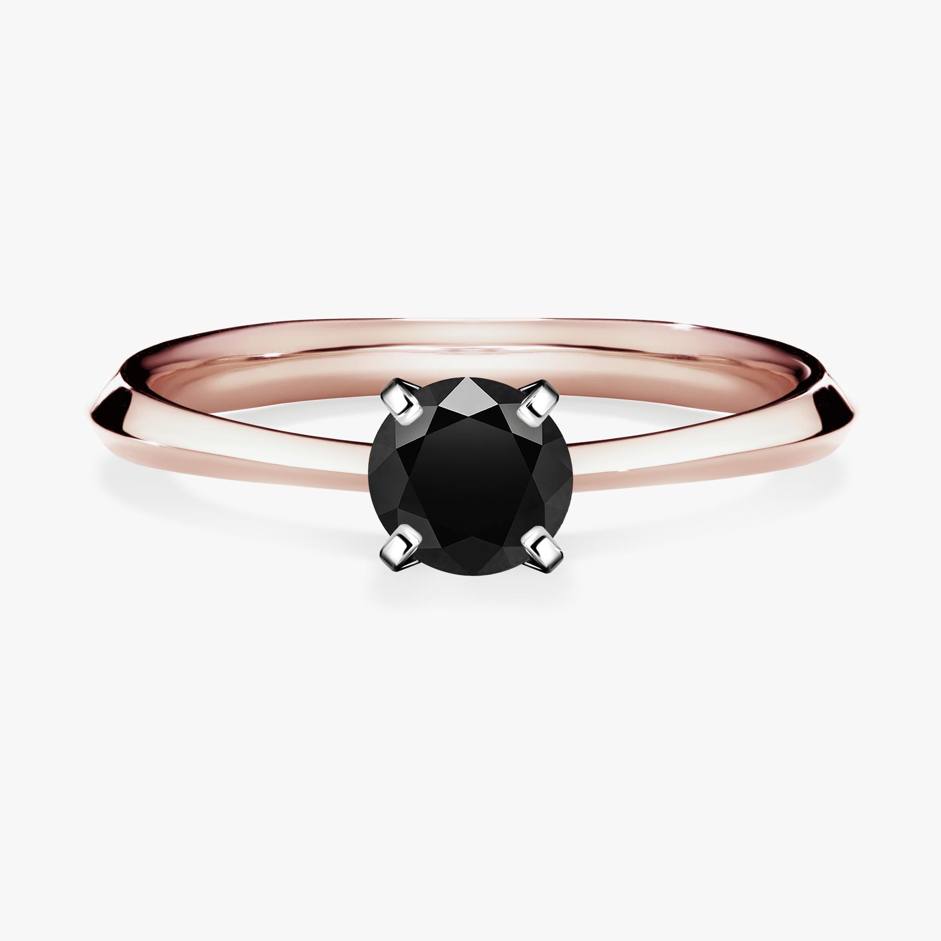 Pierscionek zareczynowy z diamentem czarny 030 CT z rozowego zlota my angel 01