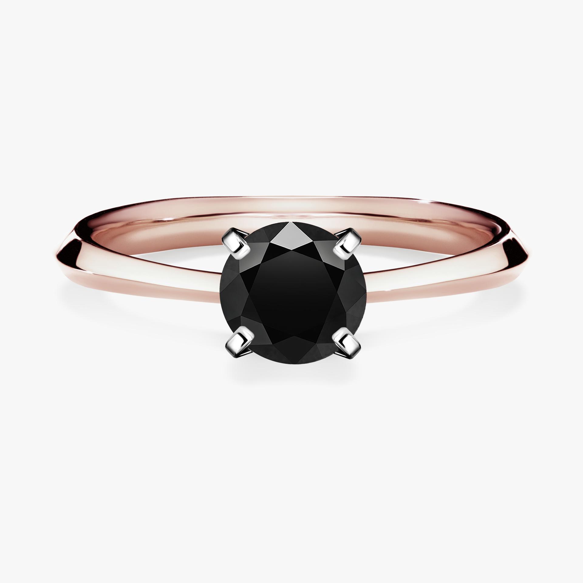Pierscionek zareczynowy z diamentem czarny 080 CT z rozowego zlota my angel 01