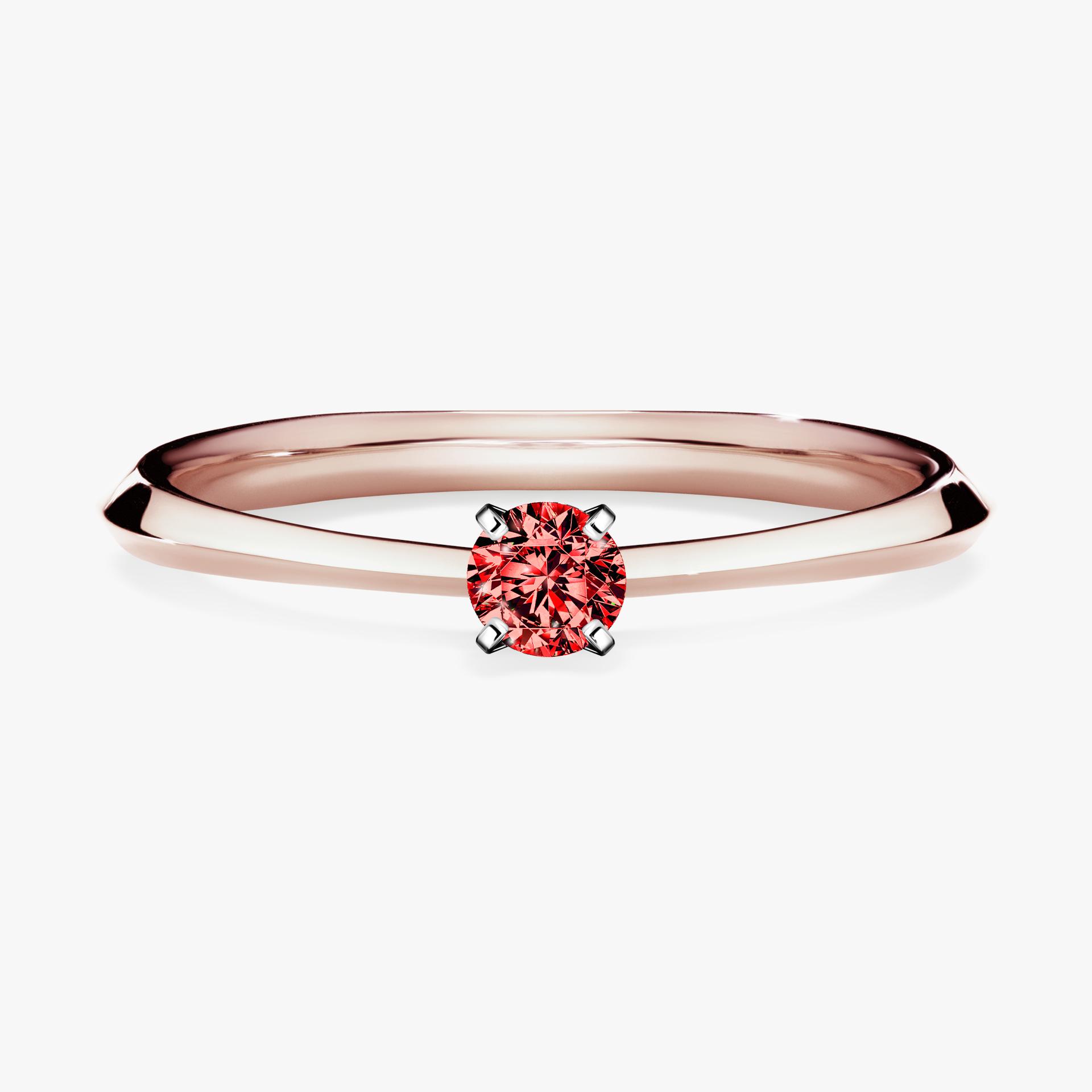 Pierscionek zareczynowy z diamentem czerwony 010 CT z rozowego zlota my angel 01