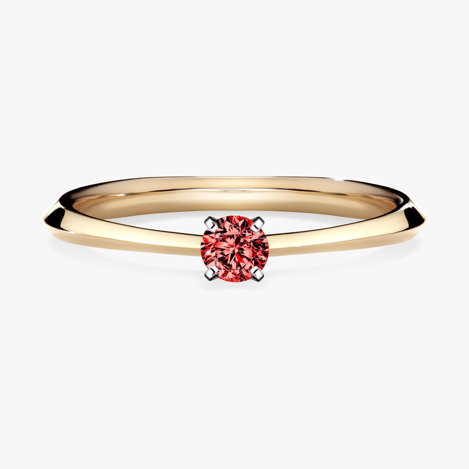 Pierscionek zareczynowy z diamentem czerwony 010 CT z zoltego zlota my angel 01
