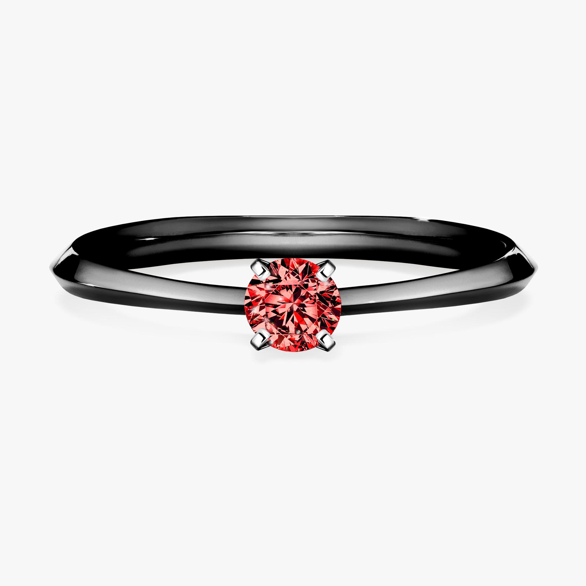 Pierscionek zareczynowy z diamentem czerwony 017 CT z czarnego zlota my angel 01