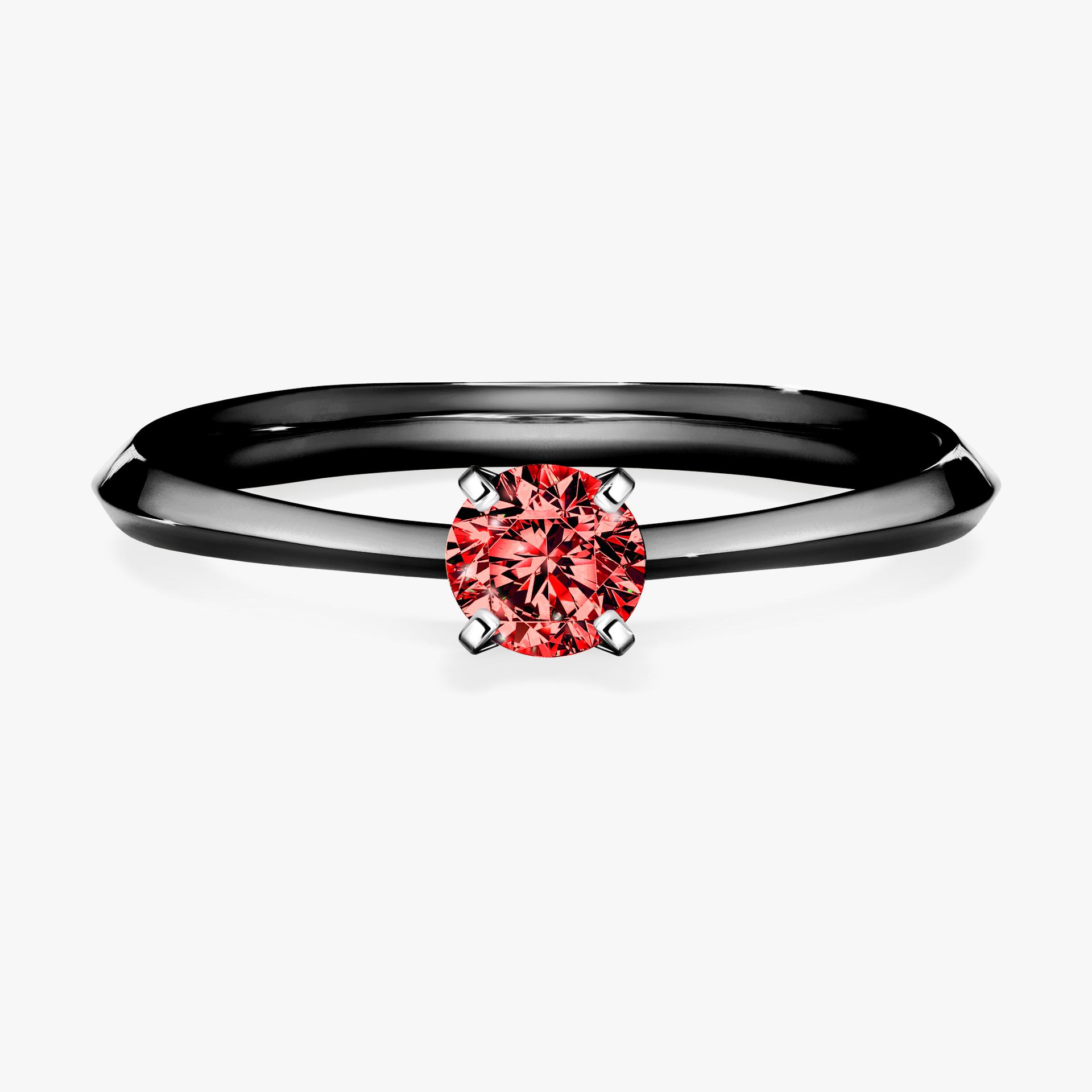 Pierscionek zareczynowy z diamentem czerwony 025 CT z czarnego zlota my angel 01