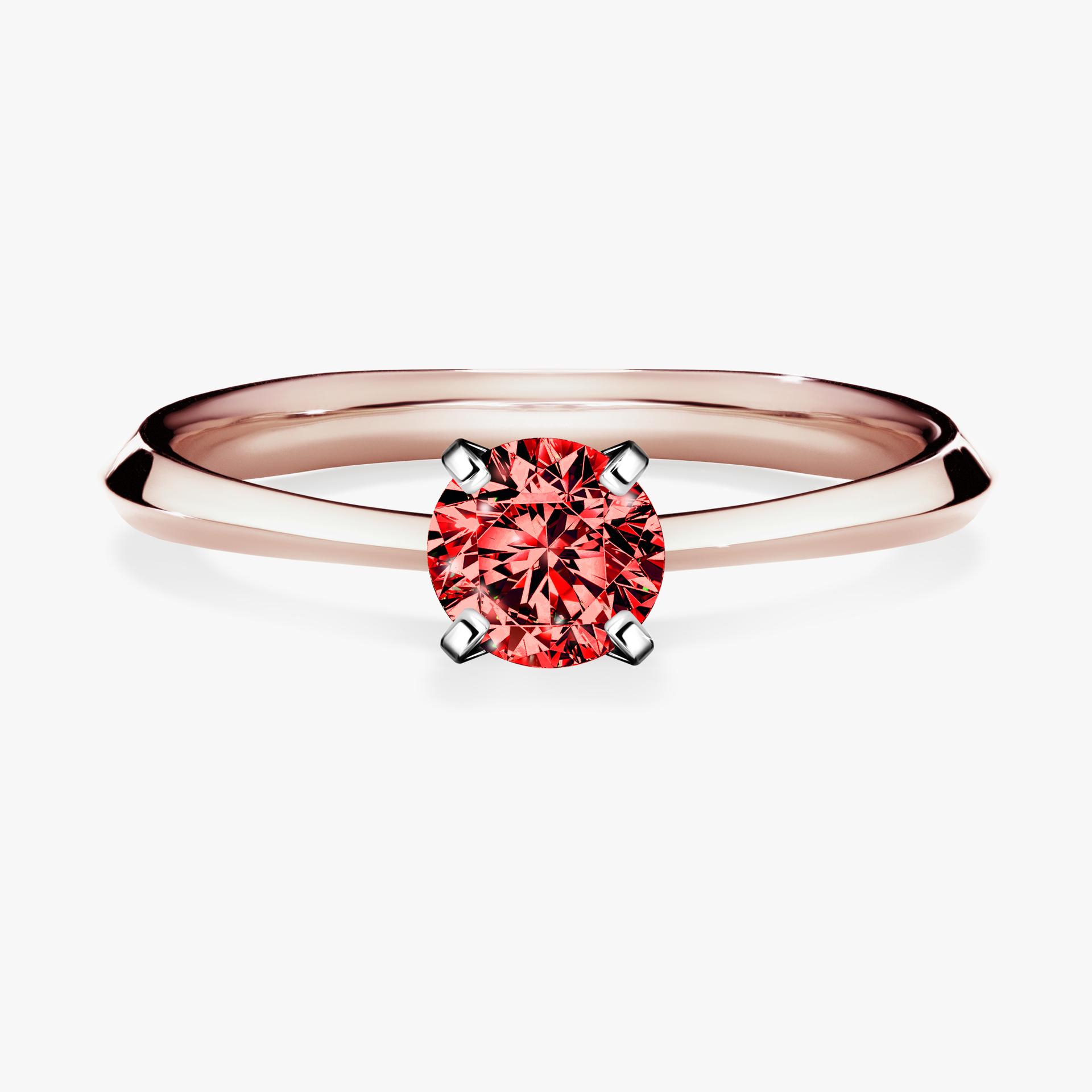 Pierscionek zareczynowy z diamentem czerwony 030 CT z rozowego zlota my angel 01