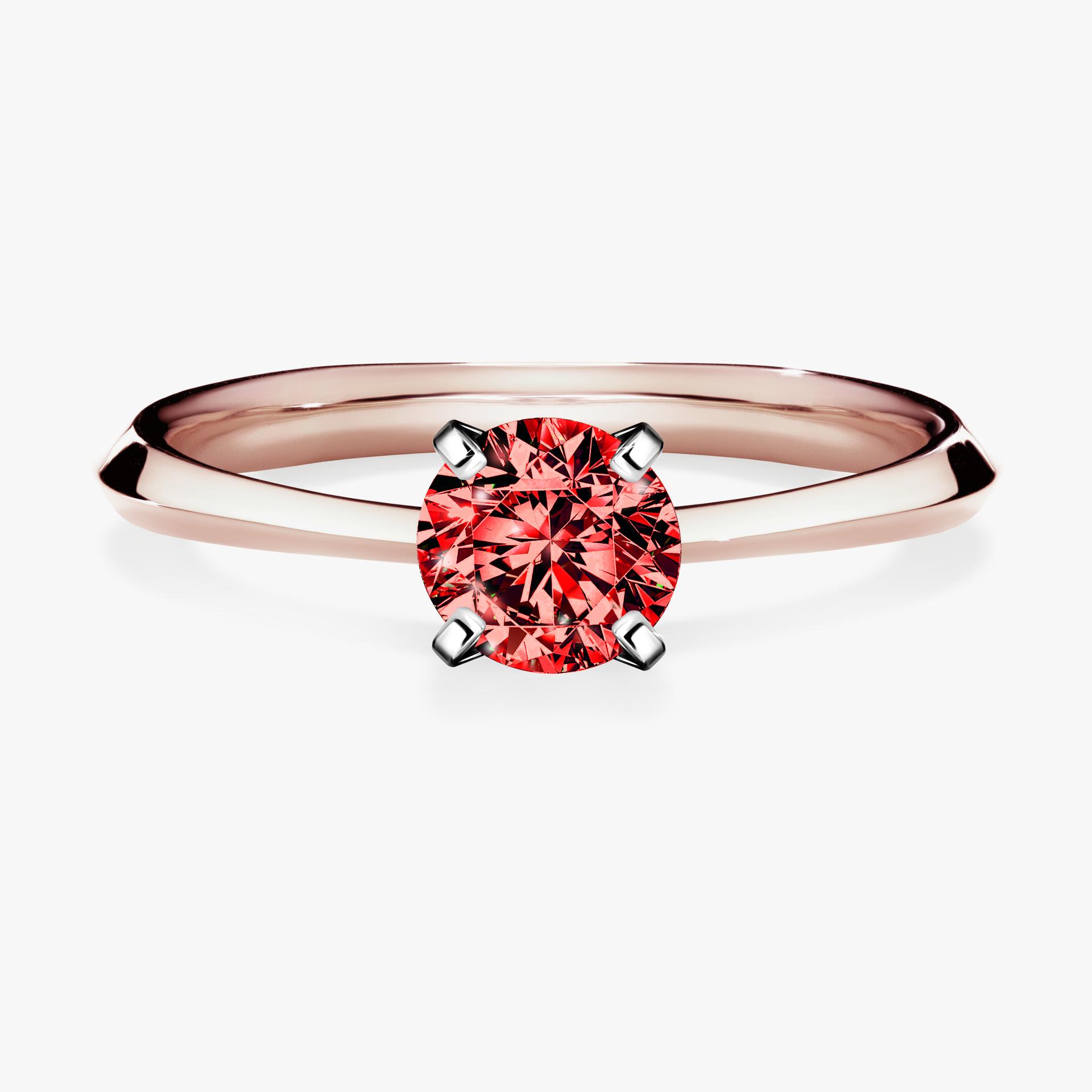 Pierscionek zareczynowy z diamentem czerwony 050 CT z rozowego zlota my angel 01