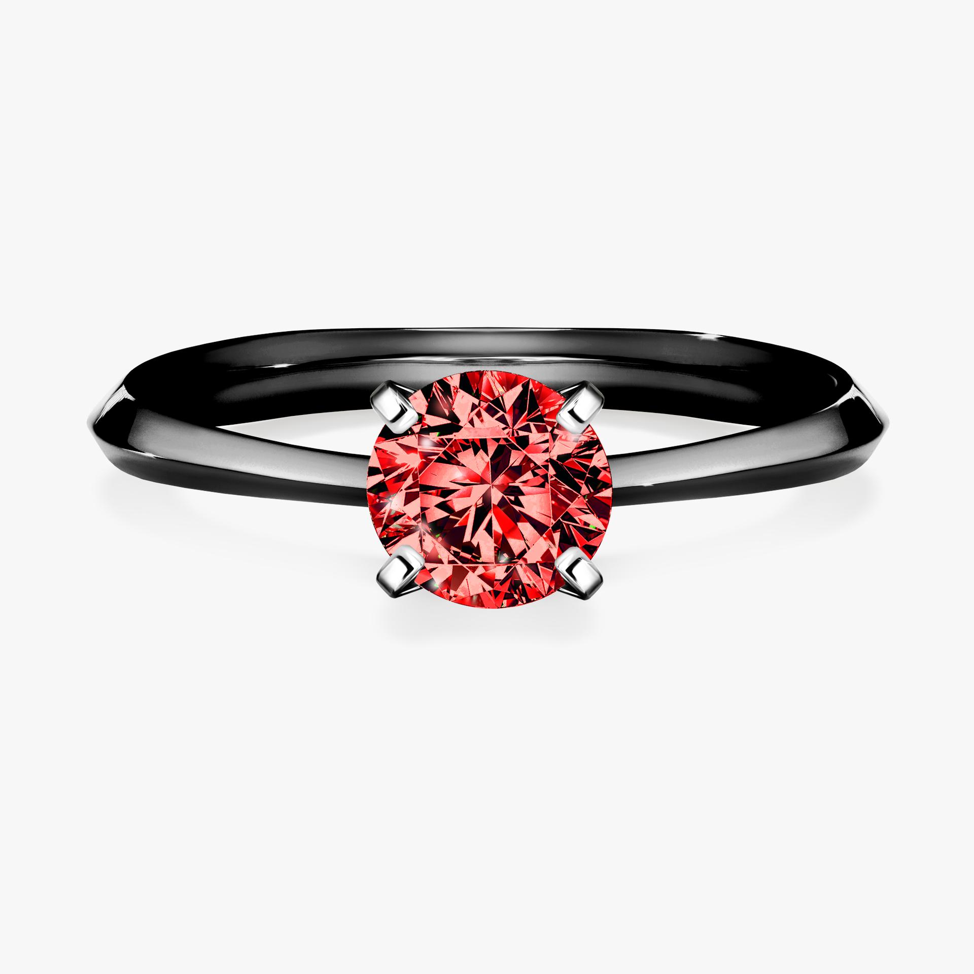 Pierscionek zareczynowy z diamentem czerwony 080 CT z czarnego zlota my angel 01