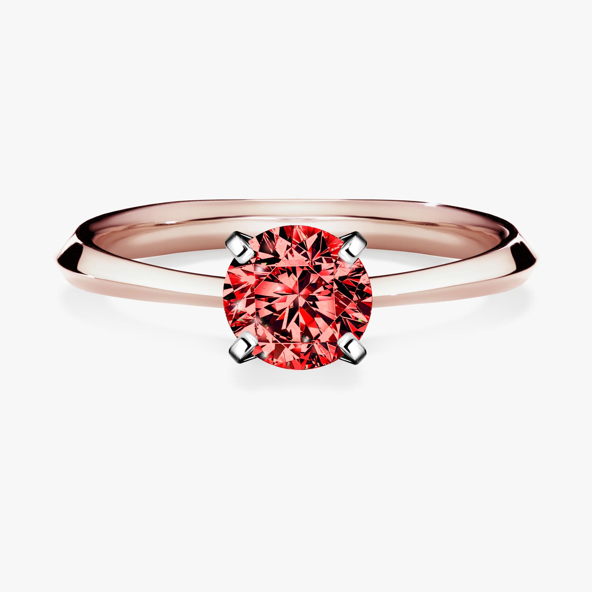 Pierscionek zareczynowy z diamentem czerwony 080 CT z rozowego zlota my angel 01