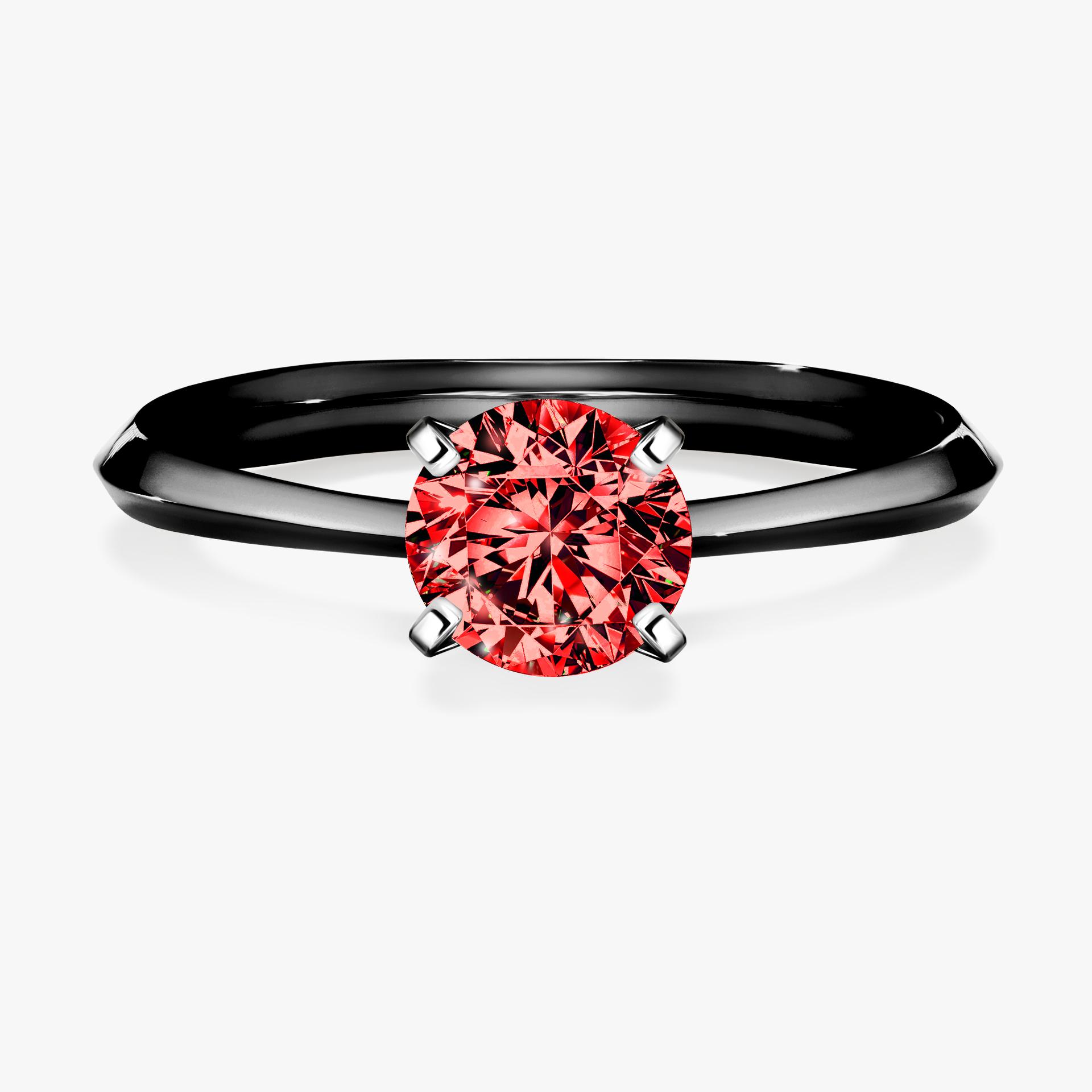 Pierscionek zareczynowy z diamentem czerwony 100 CT z czarnego zlota my angel 01