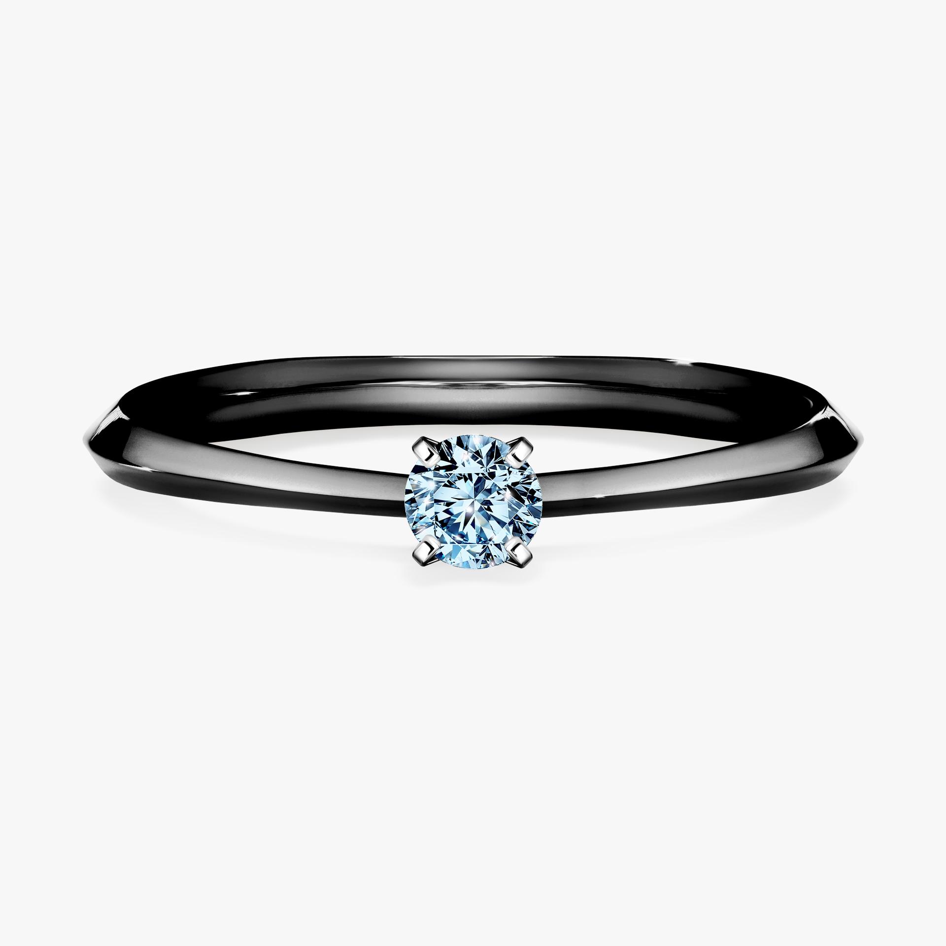 Pierscionek zareczynowy z diamentem niebieski 010 CT z czarnego zlota my angel 01