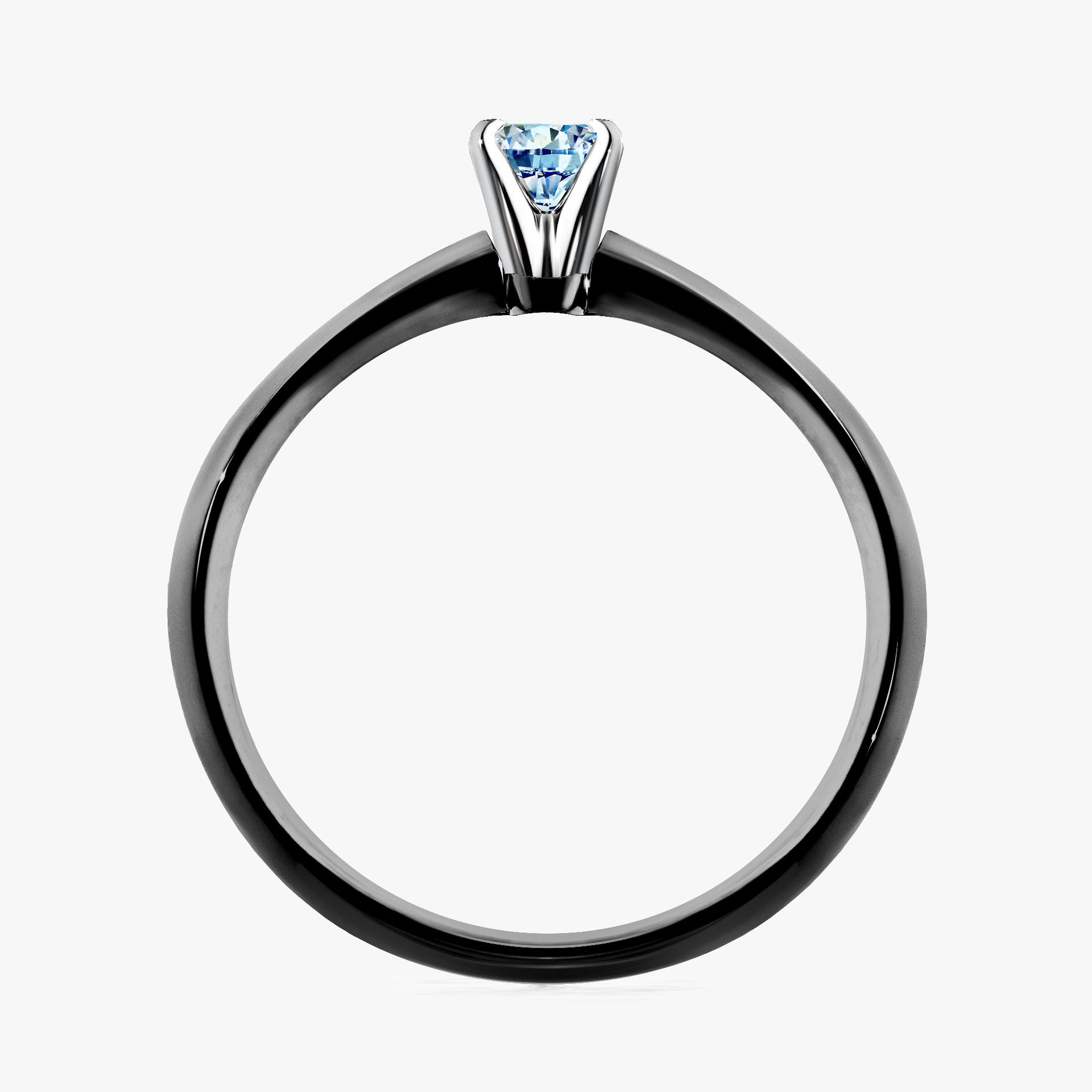 Pierscionek zareczynowy z diamentem niebieski 010 CT z czarnego zlota my angel 02