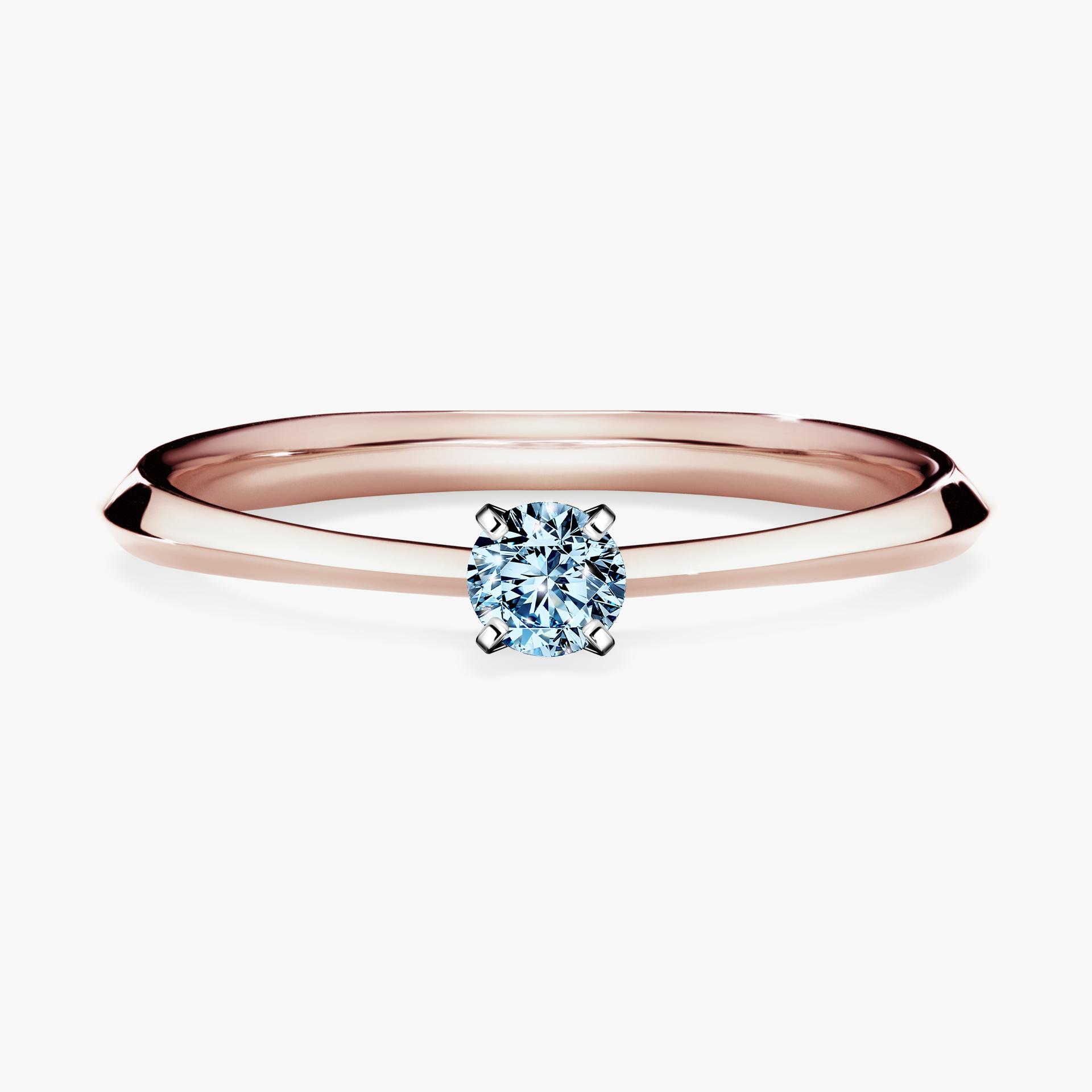 Pierscionek zareczynowy z diamentem niebieski 010 CT z rozowego zlota my angel 01
