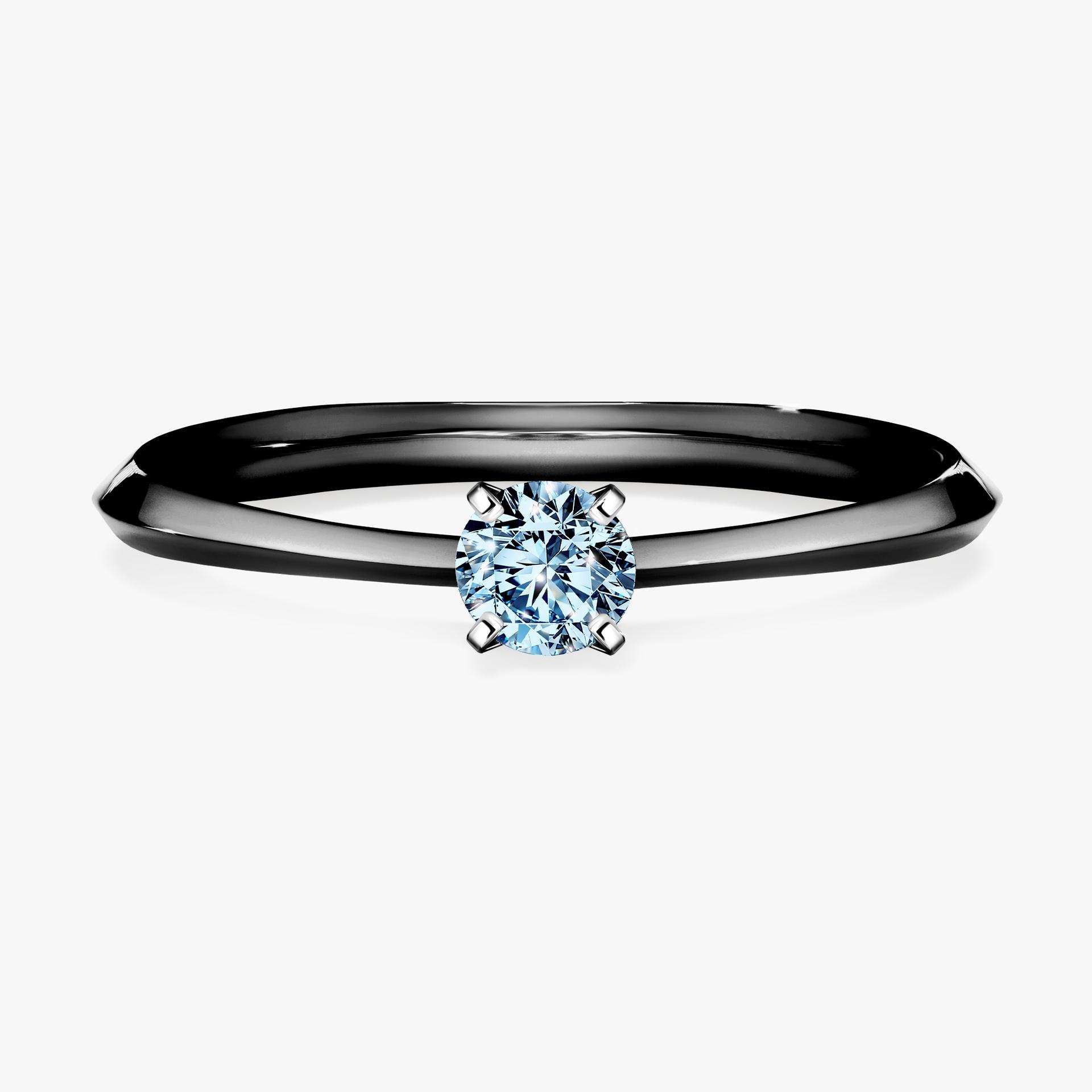 Pierscionek zareczynowy z diamentem niebieski 017 CT z czarnego zlota my angel 01