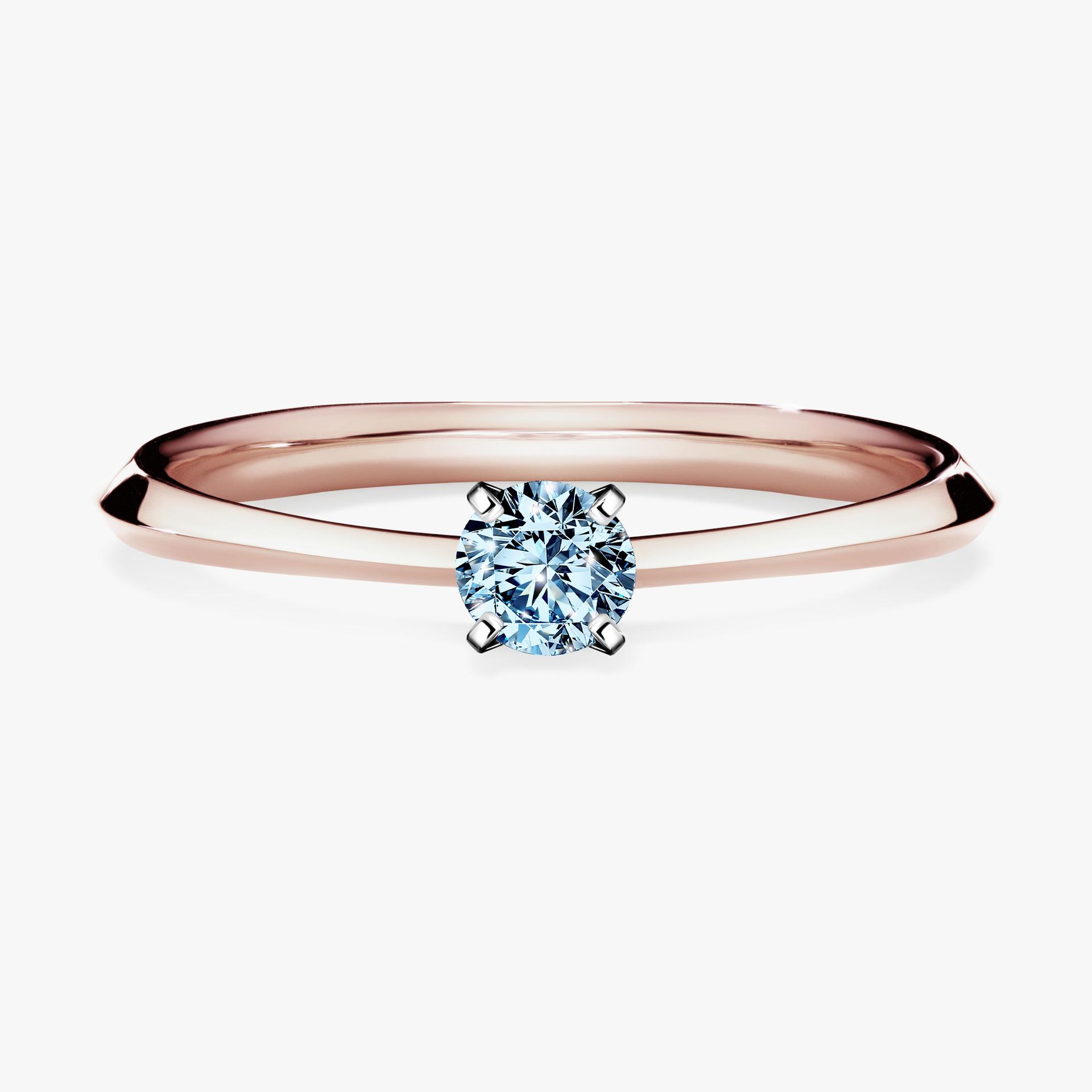 Pierscionek zareczynowy z diamentem niebieski 017 CT z rozowego zlota my angel 01