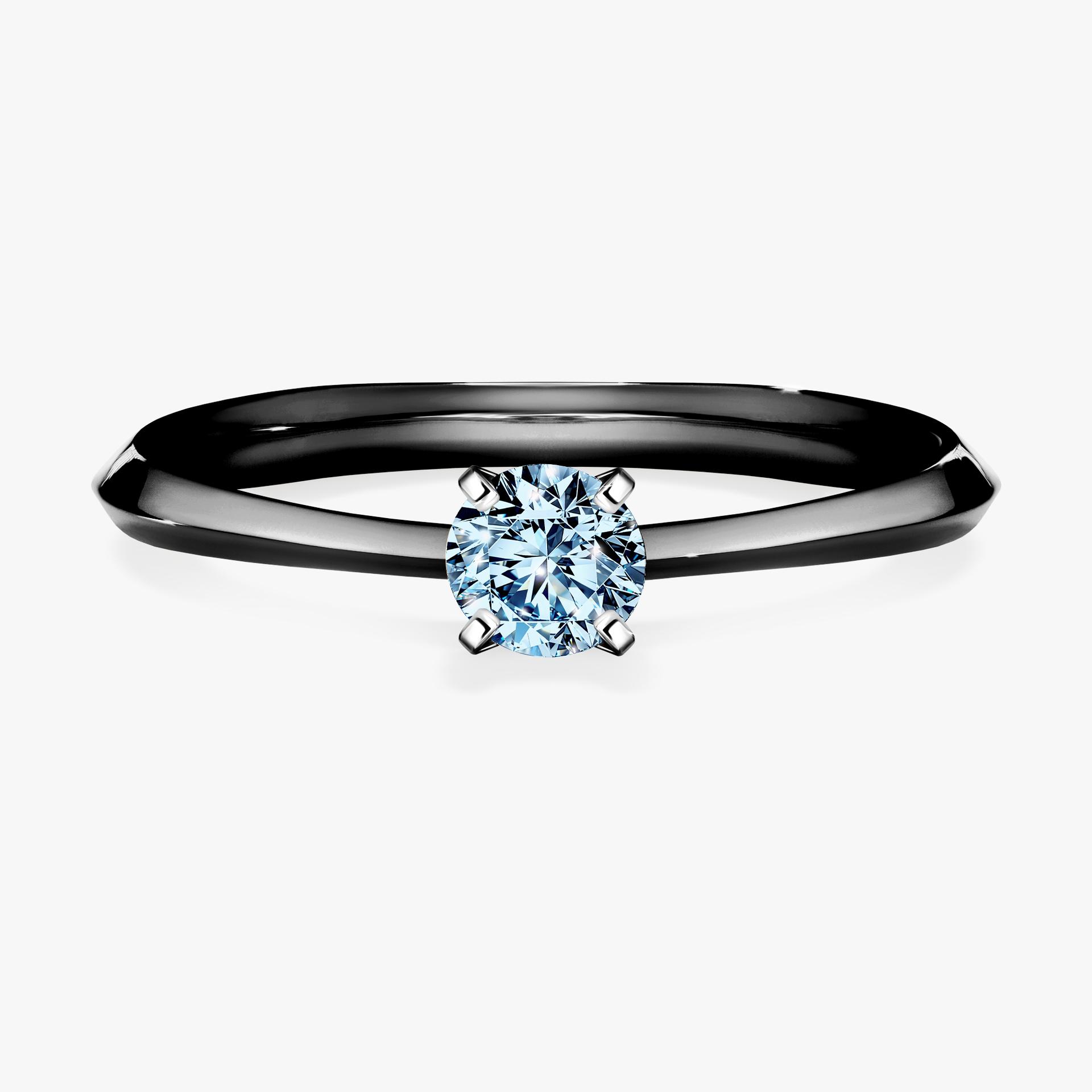 Pierscionek zareczynowy z diamentem niebieski 025 CT z czarnego zlota my angel 01