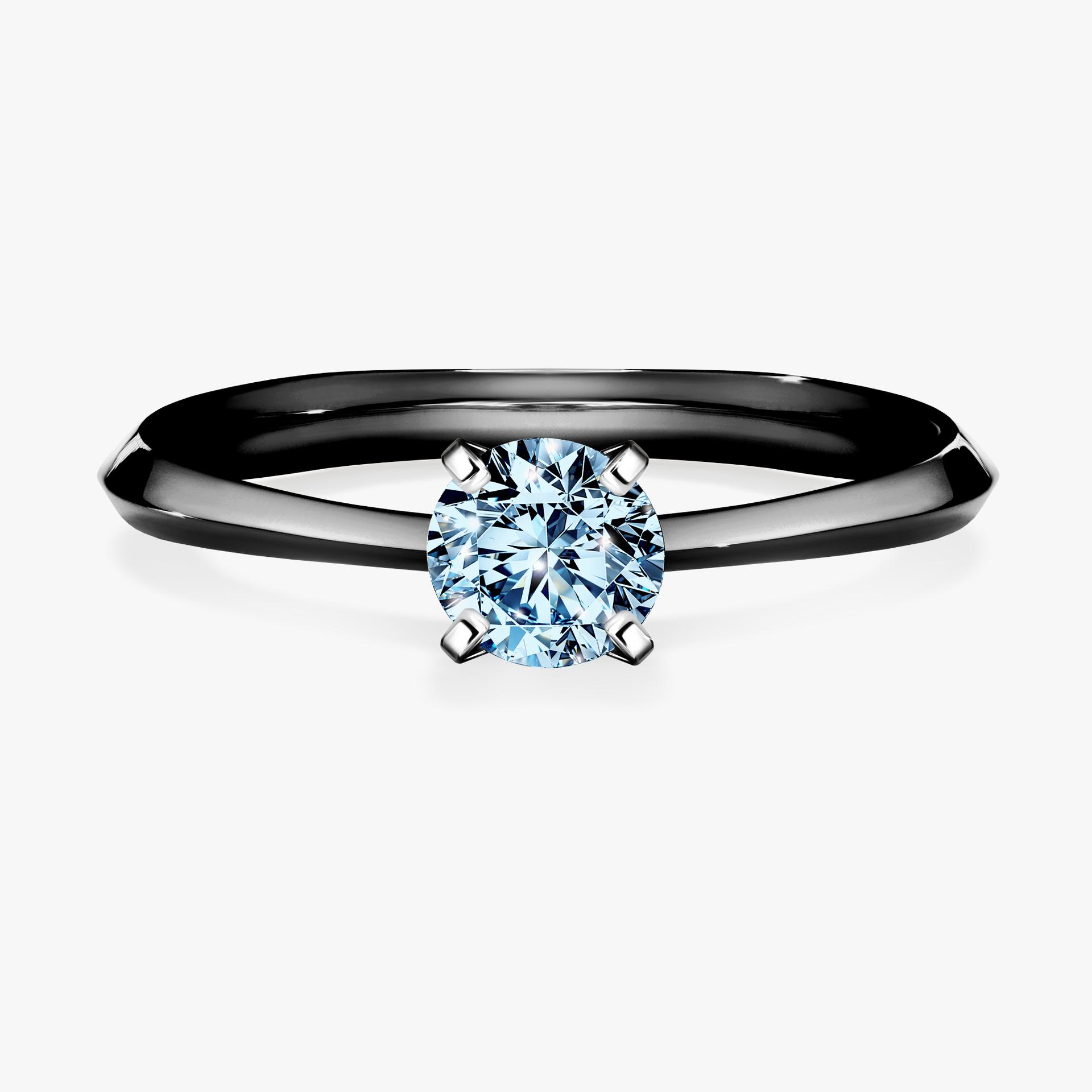 Pierscionek zareczynowy z diamentem niebieski 030 CT z czarnego zlota my angel 01