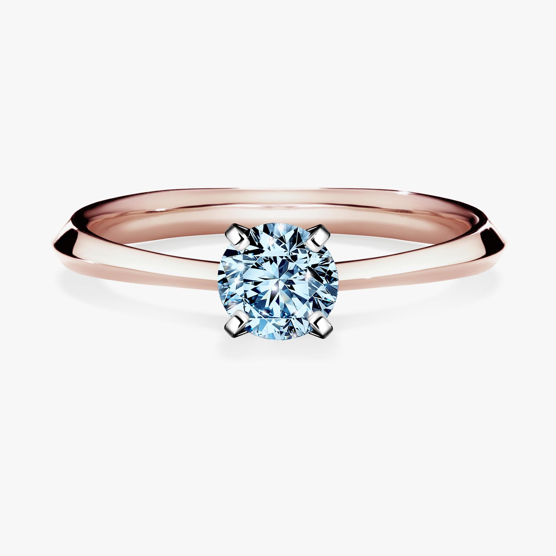 Pierscionek zareczynowy z diamentem niebieski 030 CT z rozowego zlota my angel 01