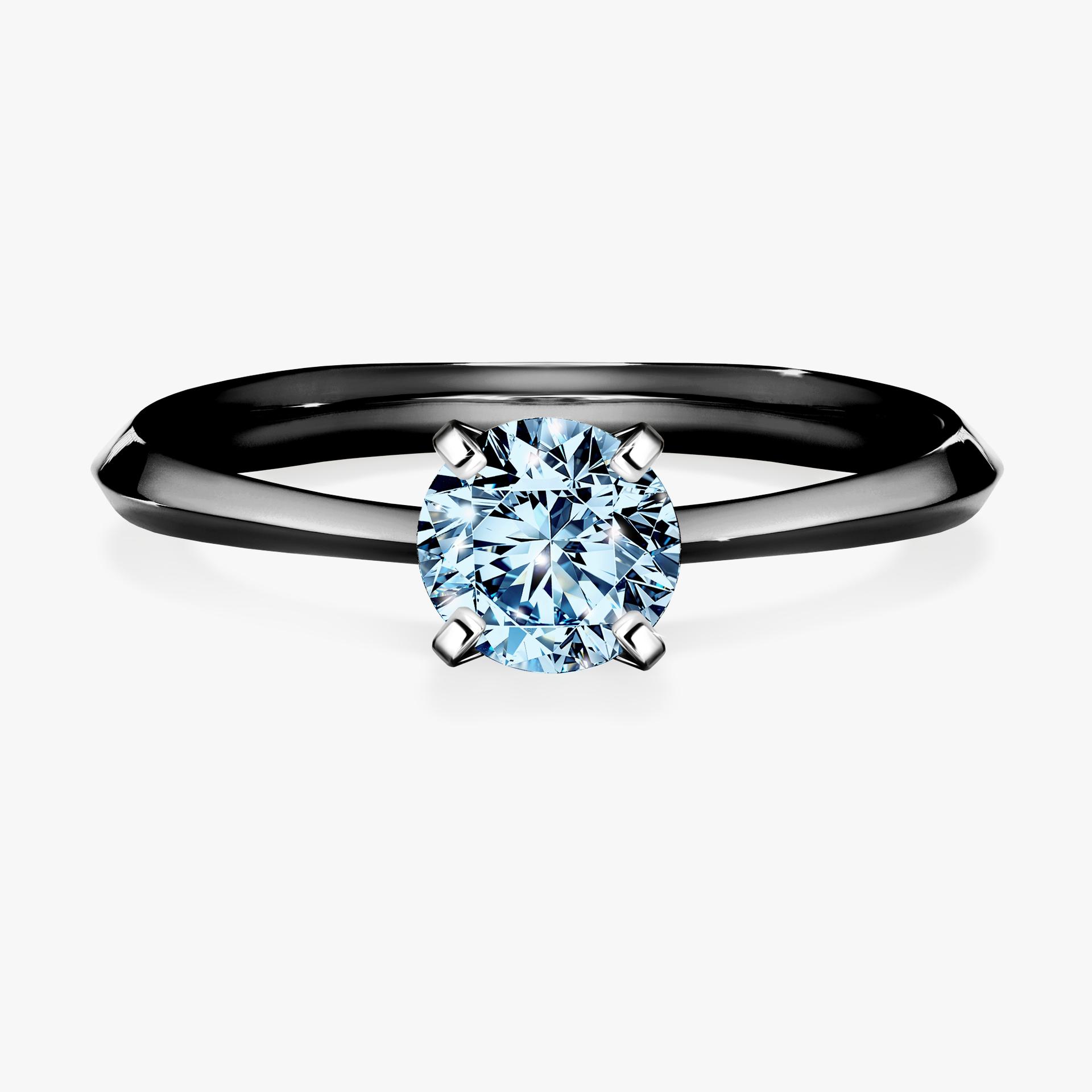 Pierscionek zareczynowy z diamentem niebieski 050 CT z czarnego zlota my angel 01