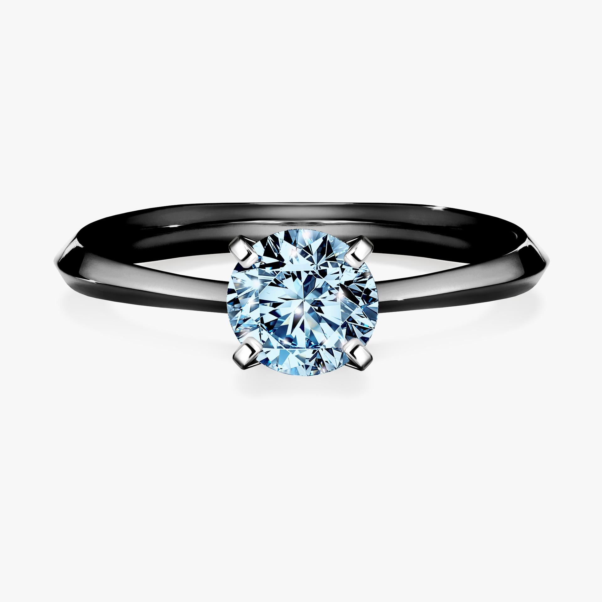 Pierscionek zareczynowy z diamentem niebieski 080 CT z czarnego zlota my angel 01