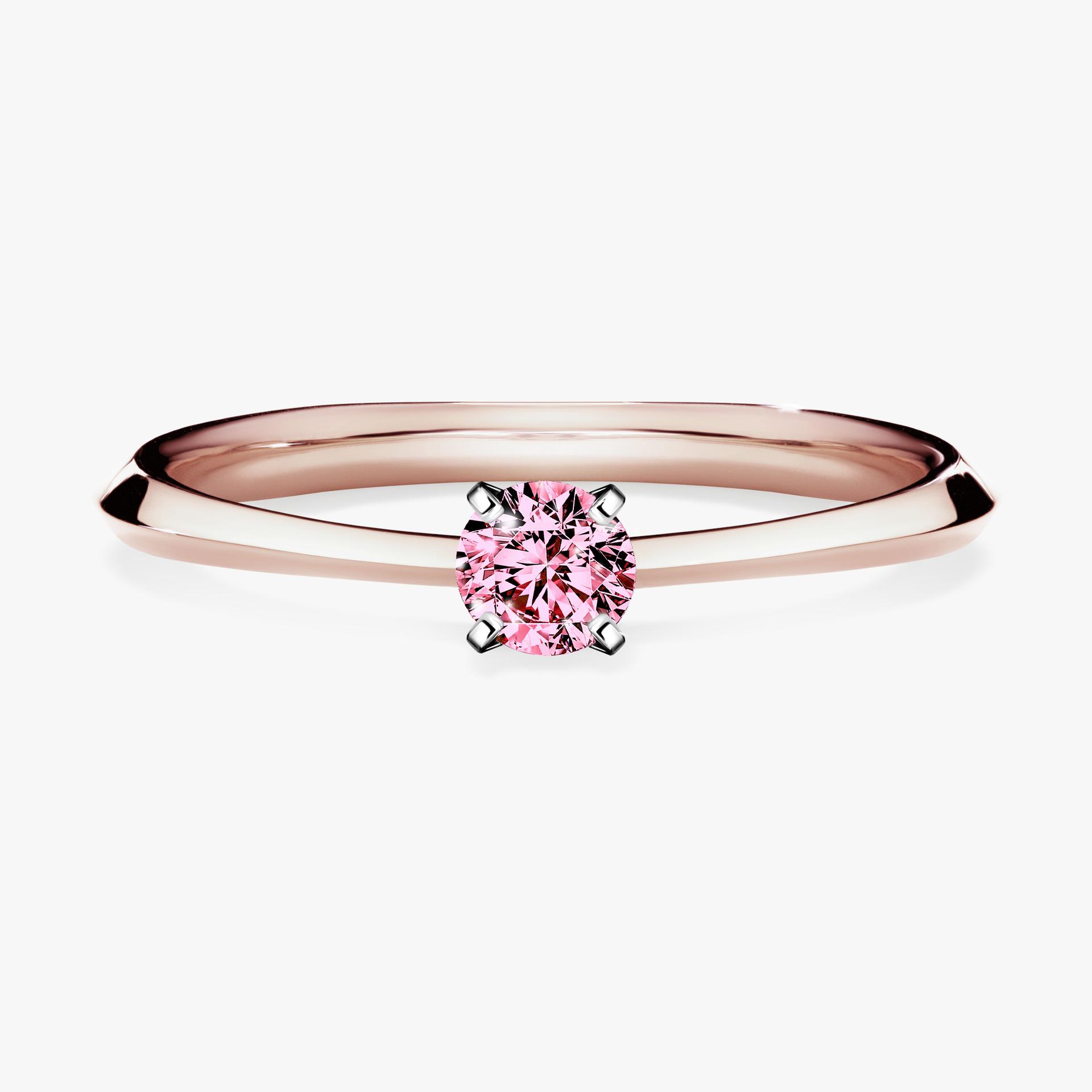 Pierscionek zareczynowy z diamentem rozowy 017 CT z rozowego zlota my angel 01