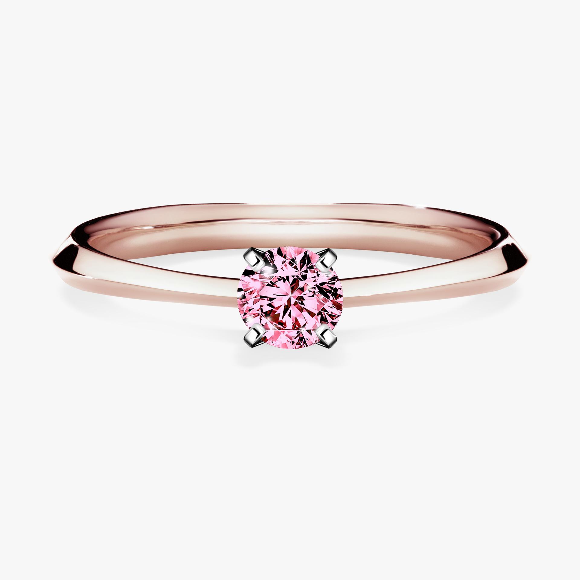 Pierscionek zareczynowy z diamentem rozowy 025 CT z rozowego zlota my angel 01