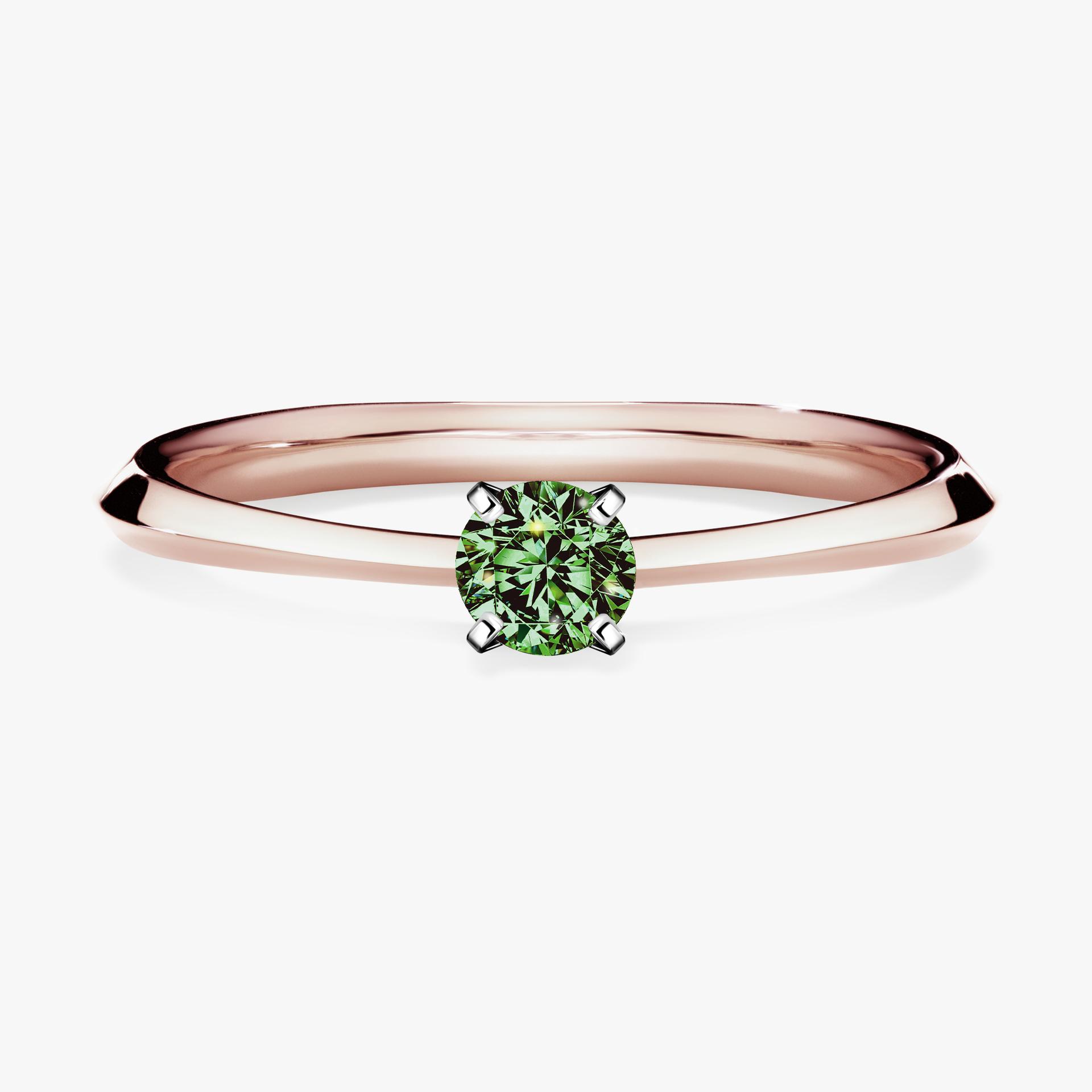 Pierscionek zareczynowy z diamentem zielony_ciemny 017 CT z rozowego zlota my angel 01