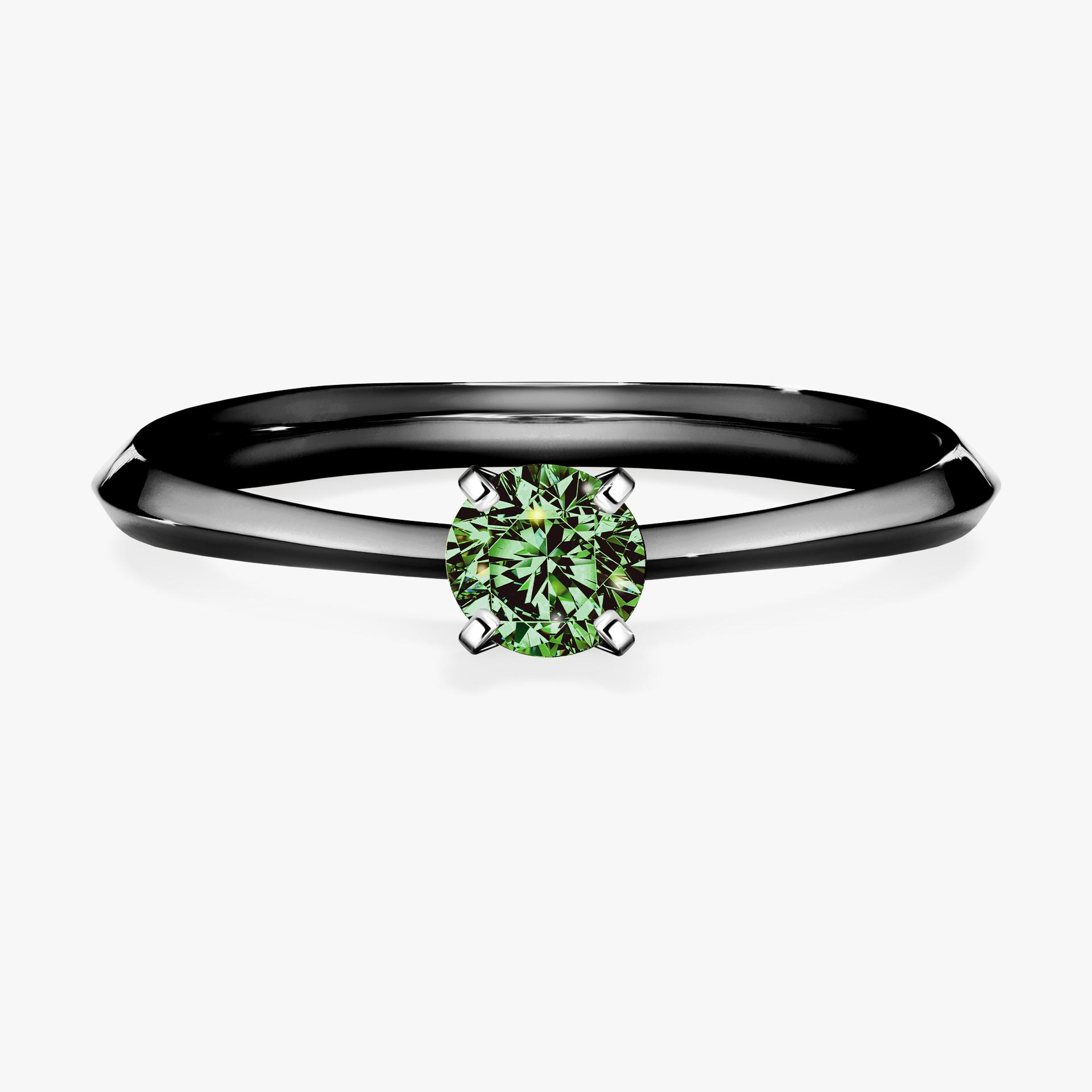 Pierscionek zareczynowy z diamentem zielony_ciemny 025 CT z czarnego zlota my angel 01