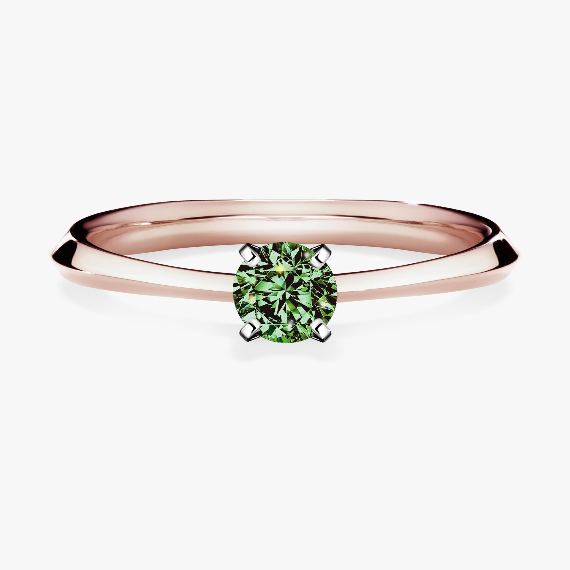 Pierscionek zareczynowy z diamentem zielony_ciemny 025 CT z rozowego zlota my angel 01