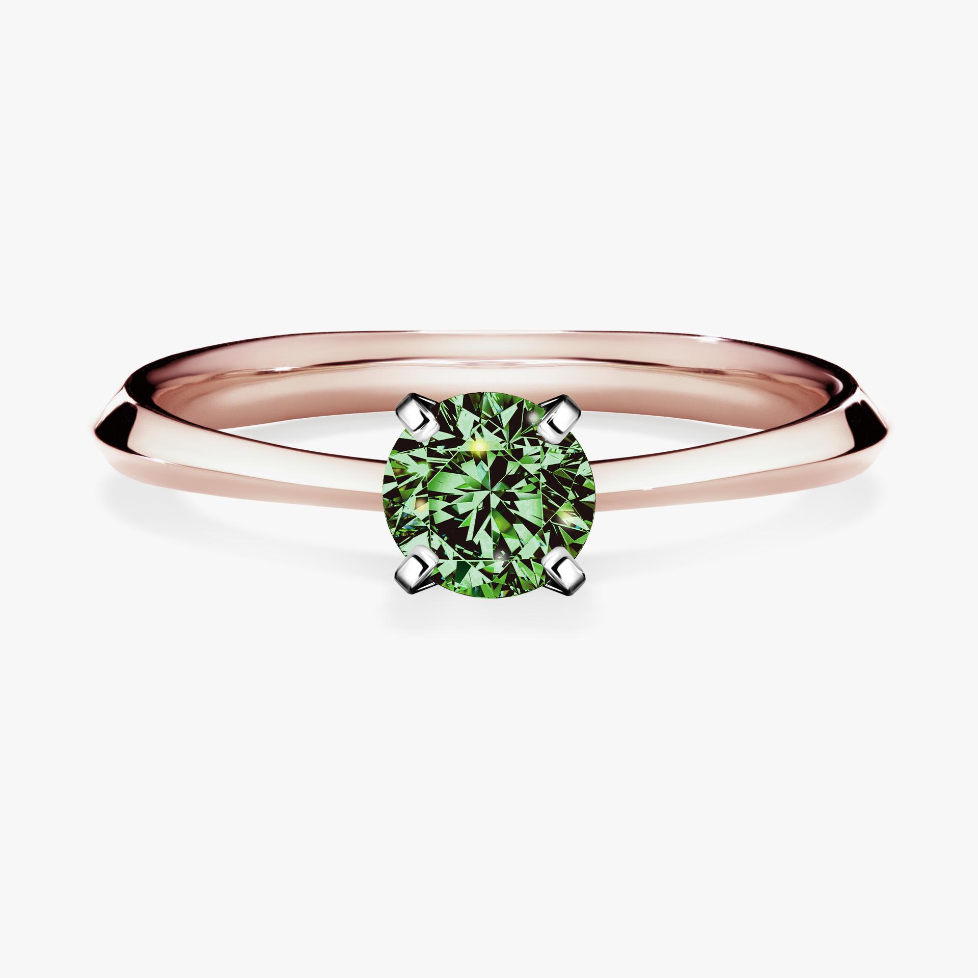 Pierscionek zareczynowy z diamentem zielony_ciemny 030 CT z rozowego zlota my angel 01
