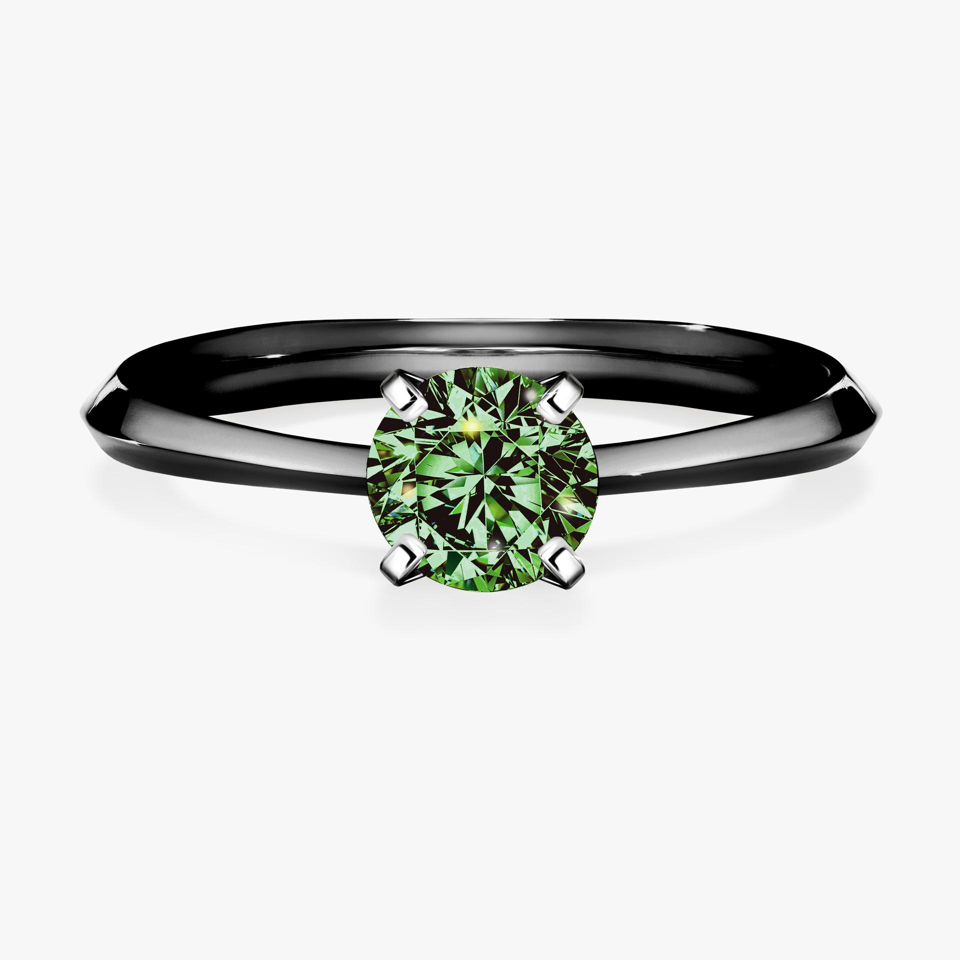Pierscionek zareczynowy z diamentem zielony_ciemny 050 CT z czarnego zlota my angel 01