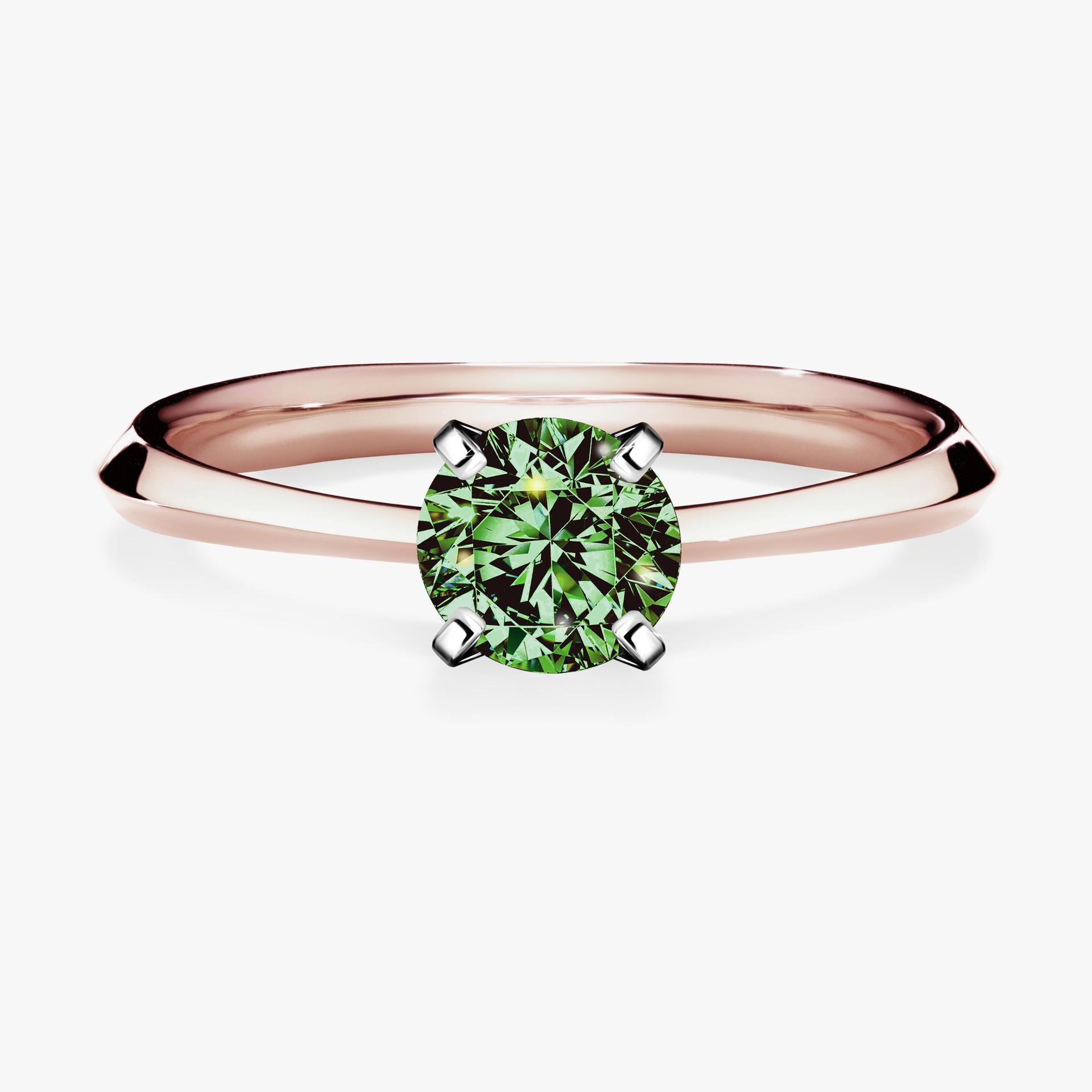 Pierscionek zareczynowy z diamentem zielony_ciemny 050 CT z rozowego zlota my angel 01