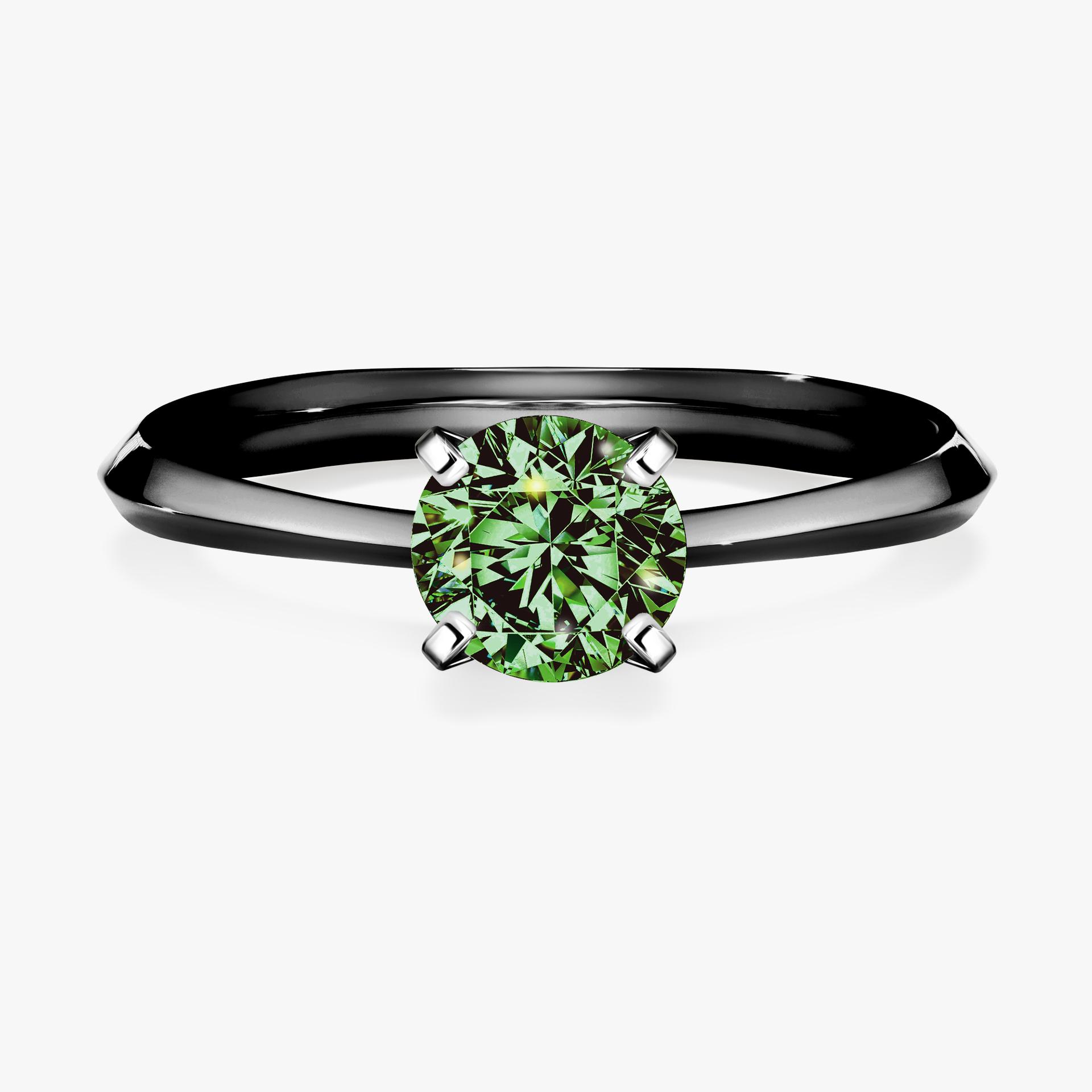 Pierscionek zareczynowy z diamentem zielony_ciemny 080 CT z czarnego zlota my angel 01