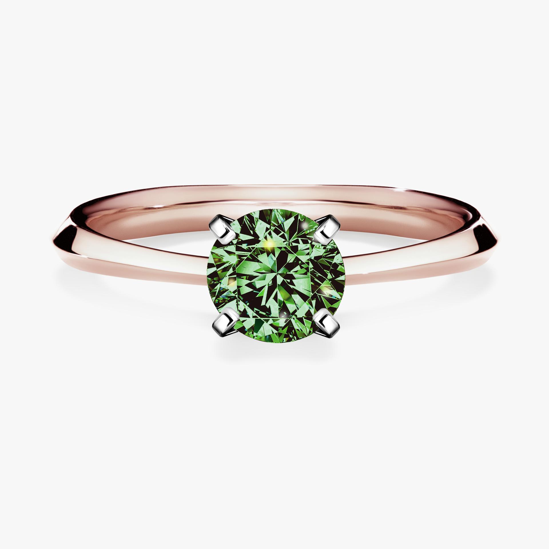 Pierscionek zareczynowy z diamentem zielony_ciemny 080 CT z rozowego zlota my angel 01
