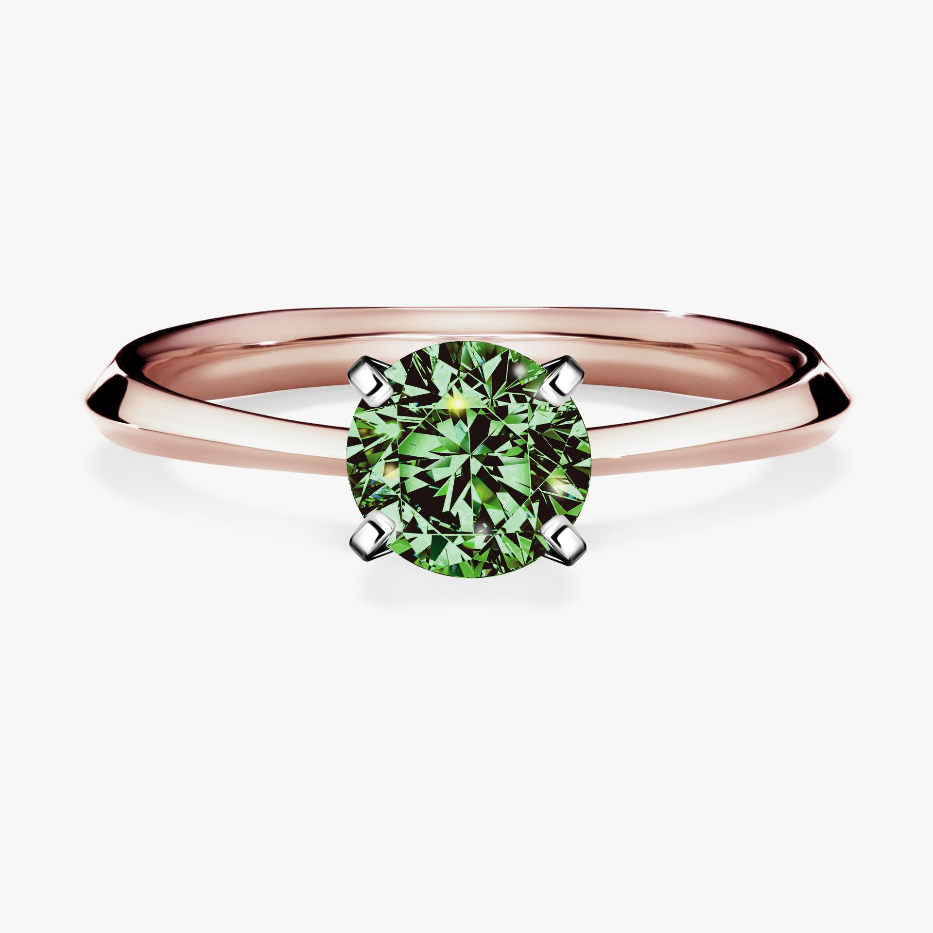 Pierscionek zareczynowy z diamentem zielony_ciemny 100 CT z rozowego zlota my angel 01