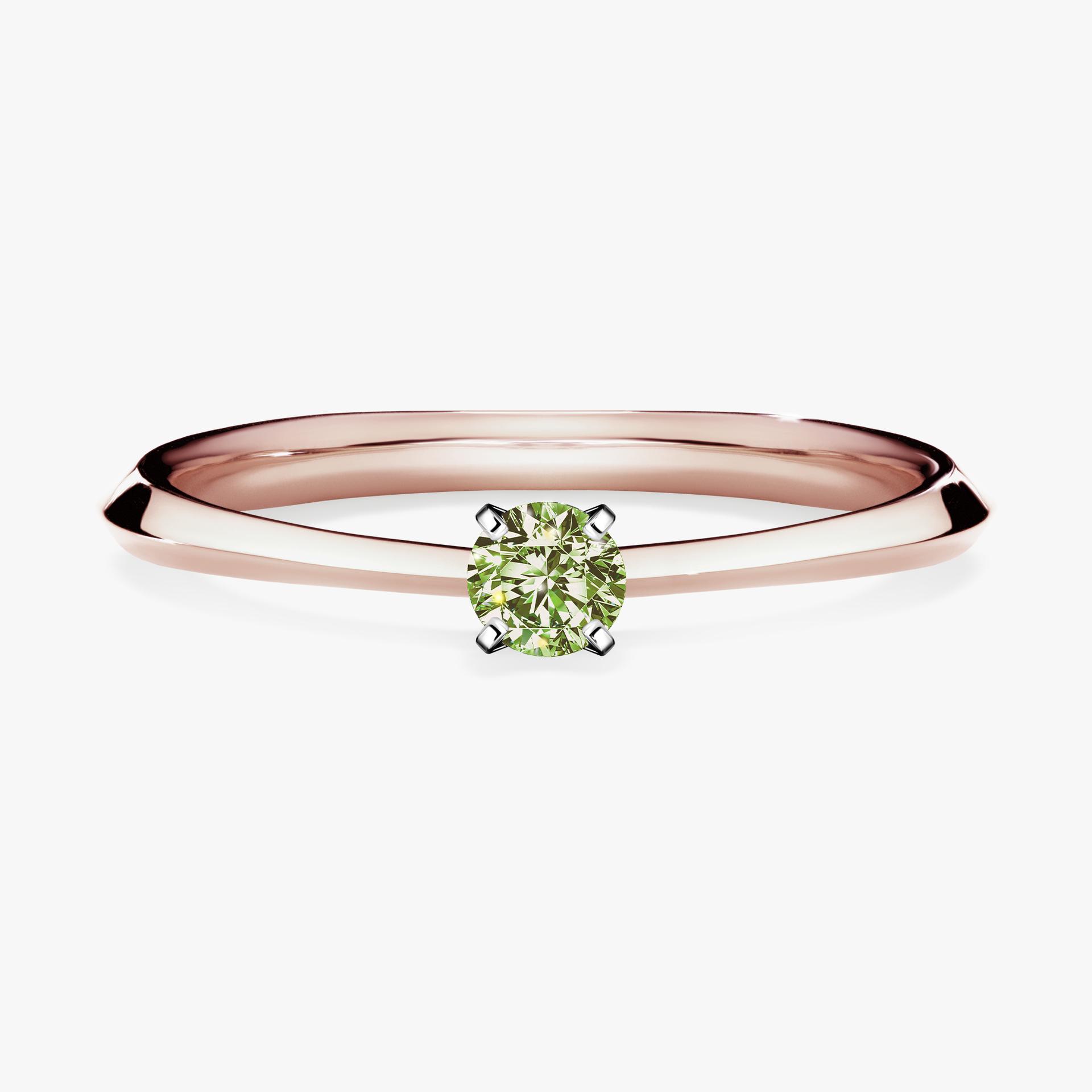 Pierscionek zareczynowy z diamentem zielony_jasny 010 CT z rozowego zlota my angel 01
