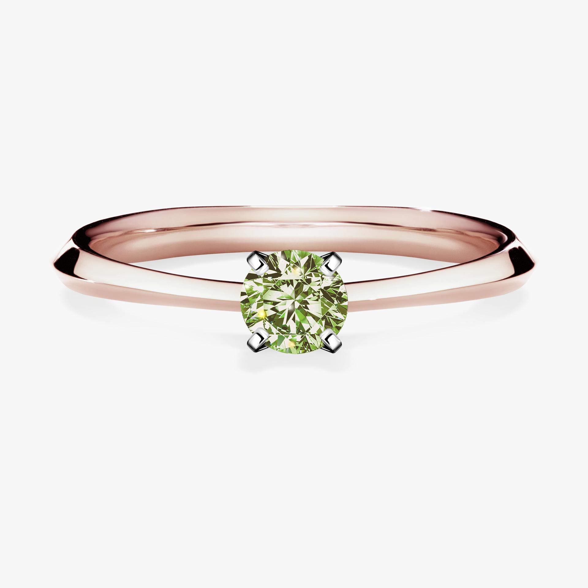 Pierscionek zareczynowy z diamentem zielony_jasny 025 CT z rozowego zlota my angel 01