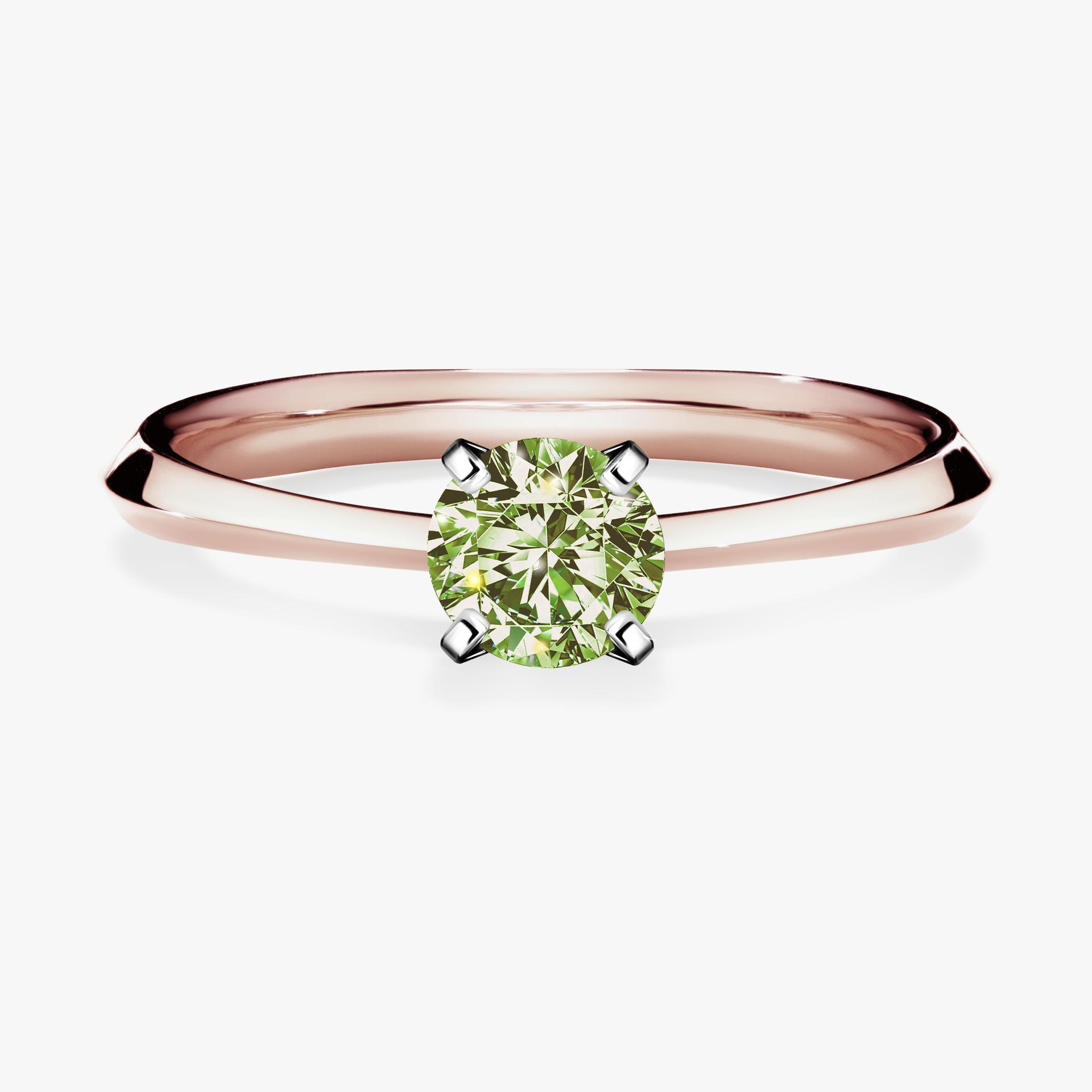 Pierscionek zareczynowy z diamentem zielony_jasny 030 CT z rozowego zlota my angel 01