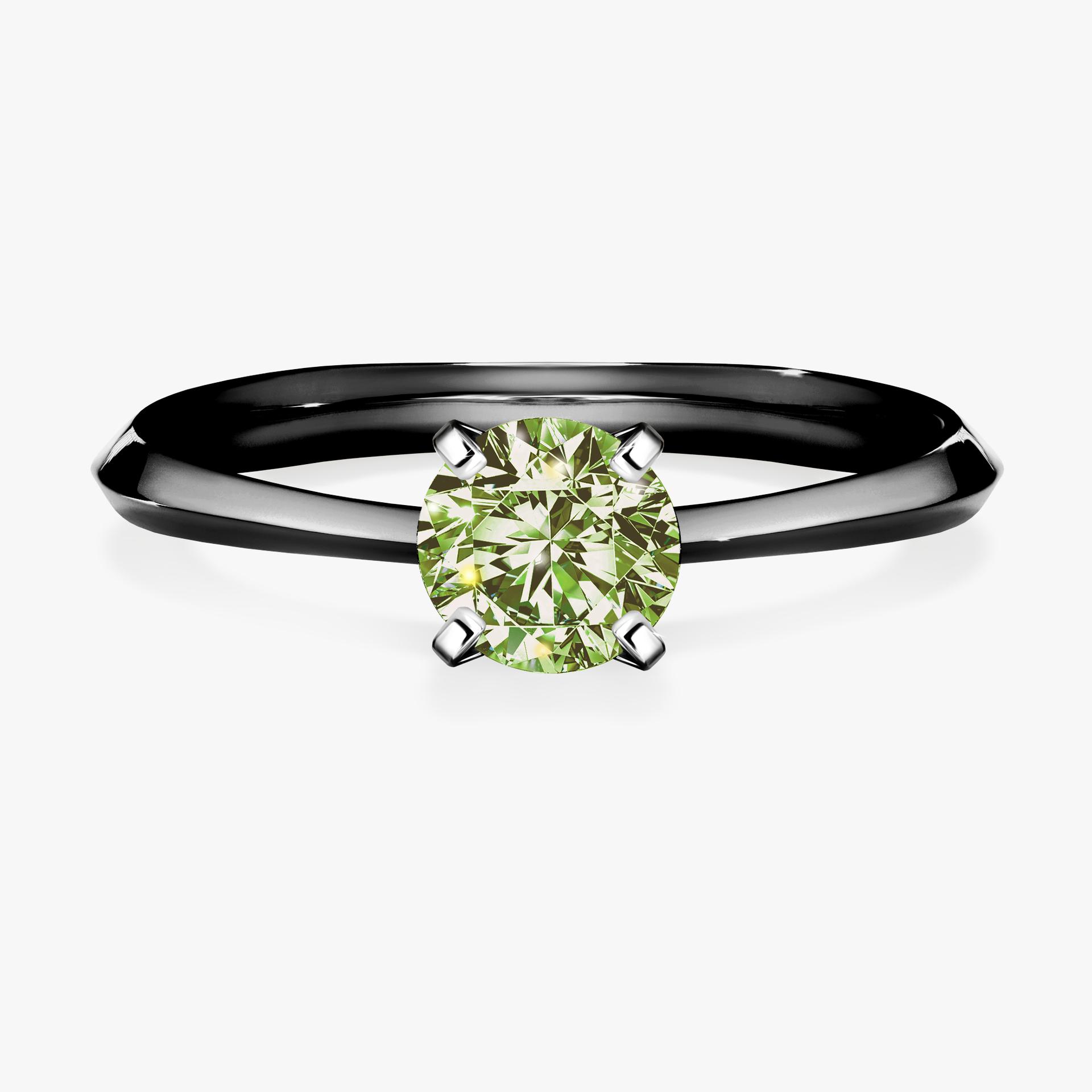 Pierscionek zareczynowy z diamentem zielony_jasny 050 CT z czarnego zlota my angel 01