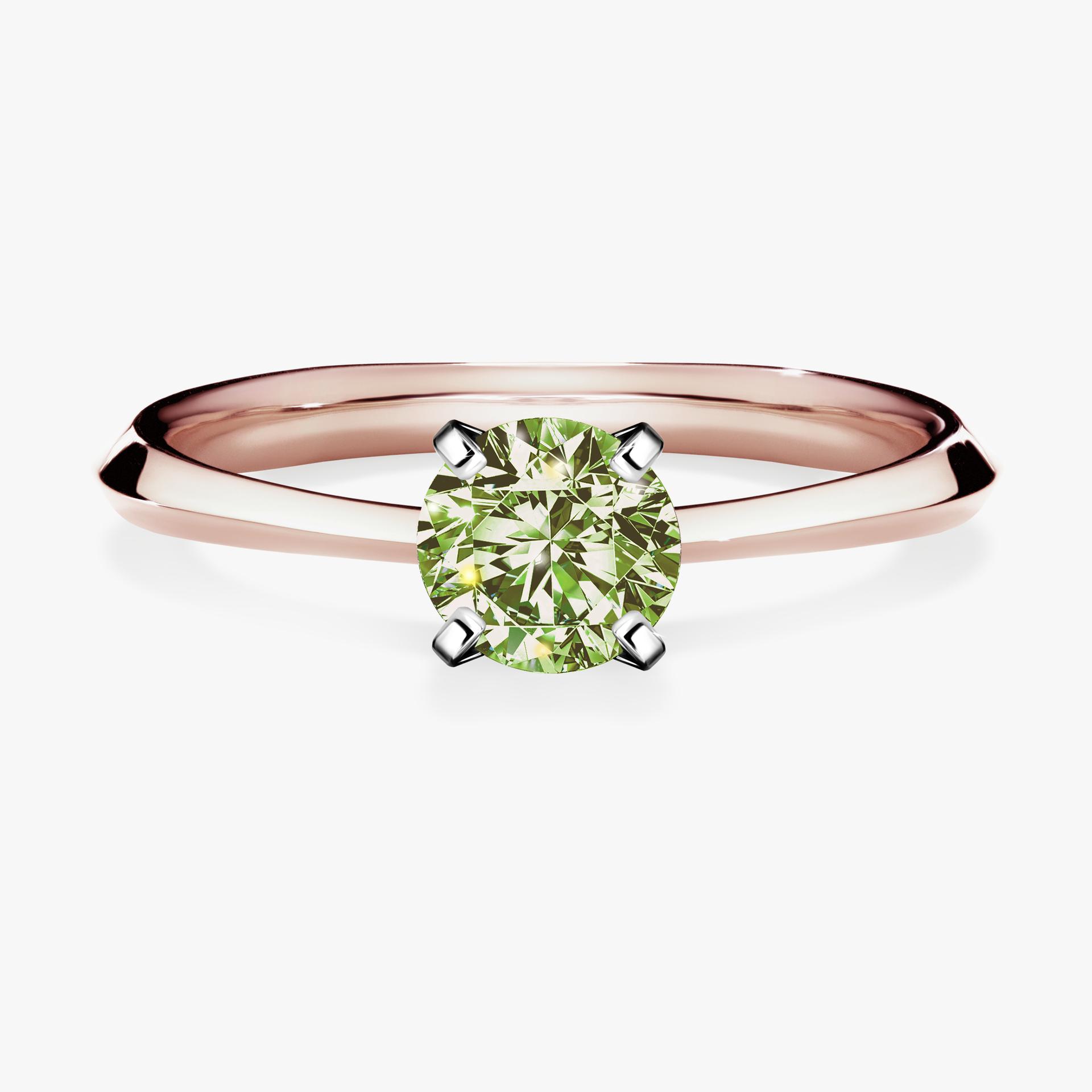 Pierscionek zareczynowy z diamentem zielony_jasny 050 CT z rozowego zlota my angel 01